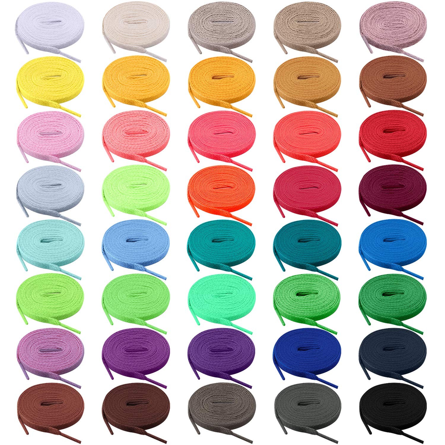 BQTQ 40 Pairs Colored Shoe laces Flat Shoelaces 28 inches, Multicolor