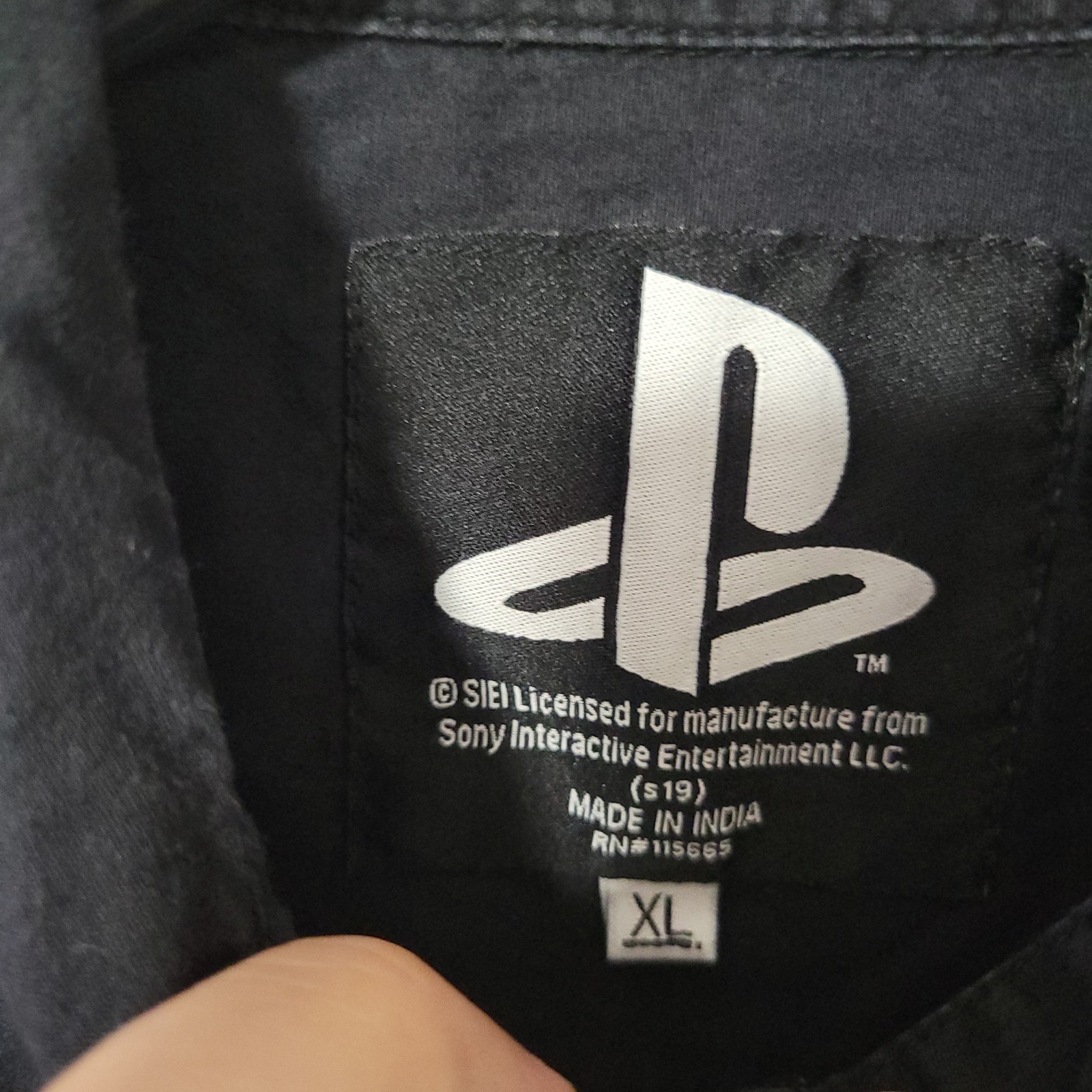Sony Playstation Logo All Over Print Button Up Shirt Men XL Black Short Sleeve
