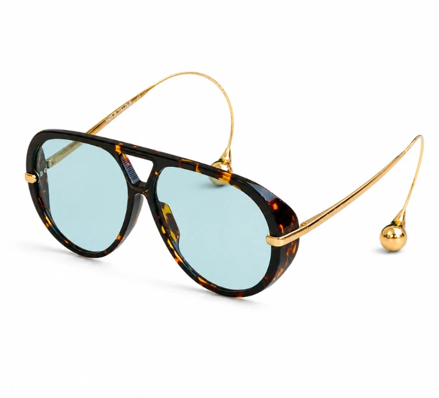 Bottega Veneta Drop Pilot sunglasses BV1273 Havana/Light Blue With Case New