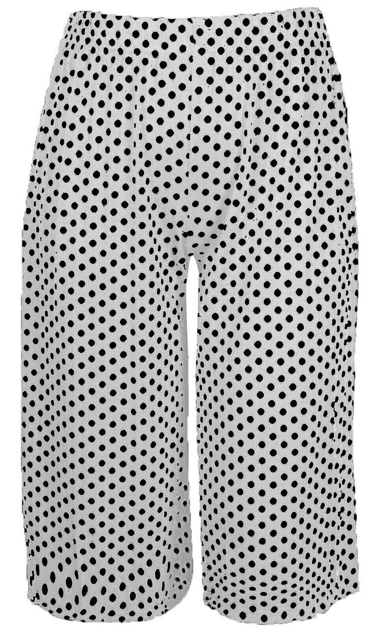 Womens 3/4 Palazzo Trouser Ladies Elasticated Stretch Print Wide Leg Shorts 8-26