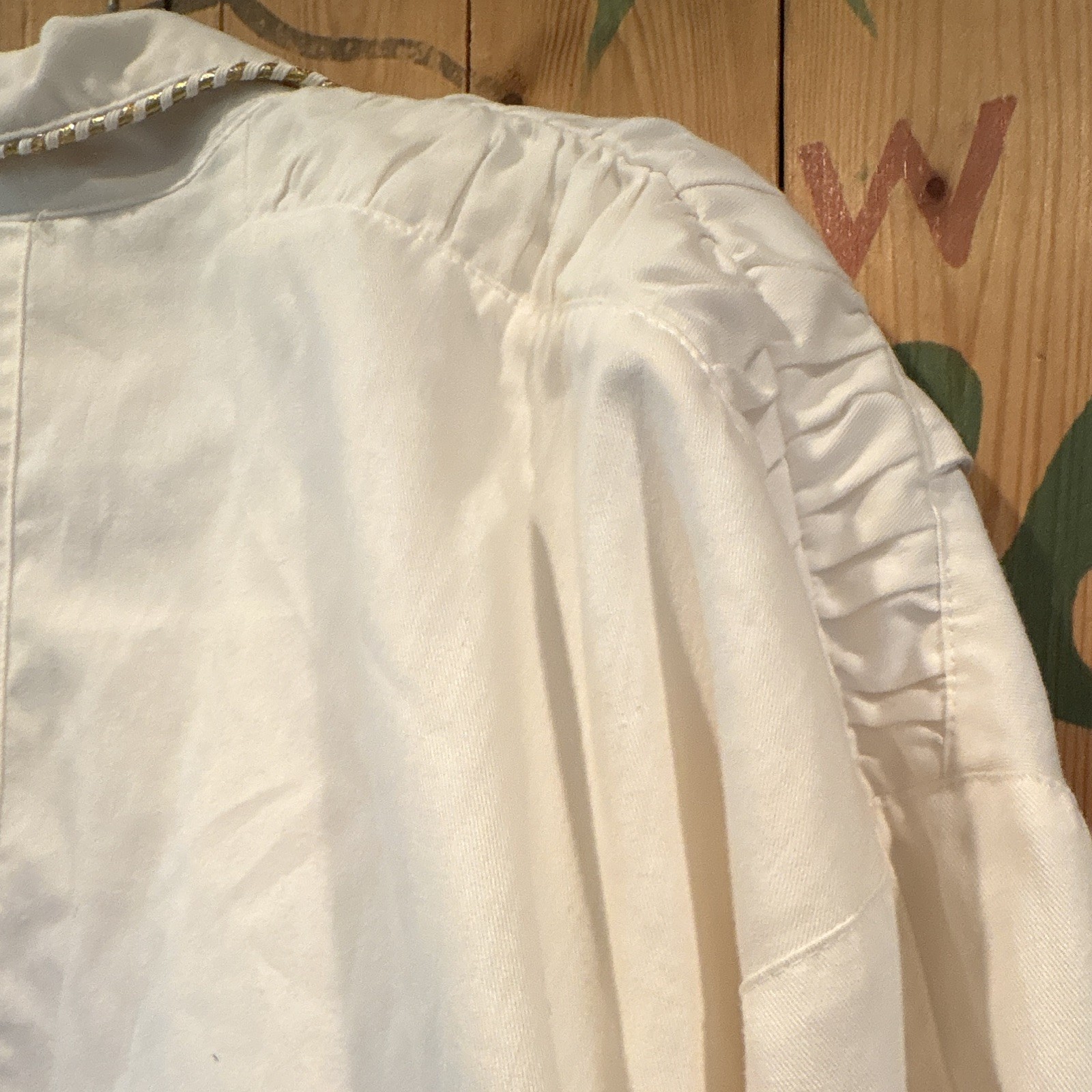 Vintage Marie St. Monet Women’s White Open-Front Collared Cropped Jacket