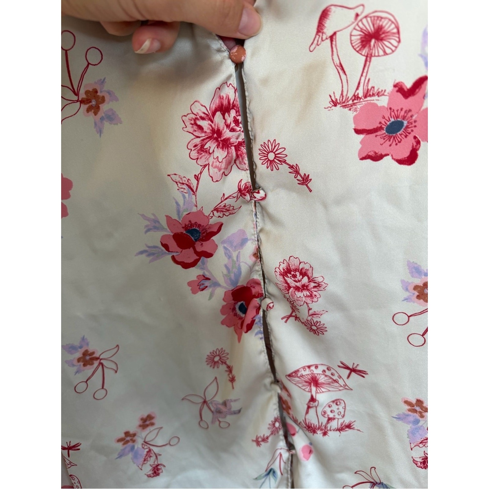 Free People Intimately Pink Floral Cream Women’s Pajama Set Size L