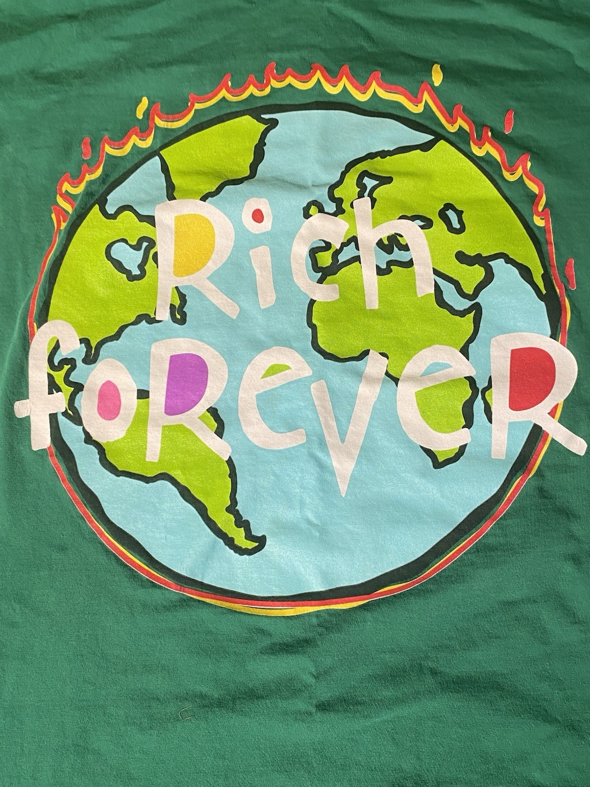 Rich Forever Graphic T Shirt Mens Green Streetwear Money World Tee