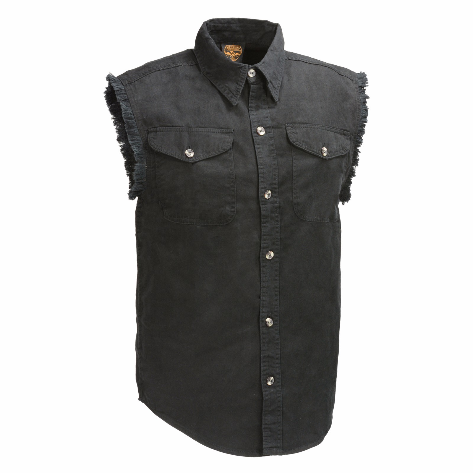 Milwaukee Leather DM1002 Men’s Black Lightweight Sleeveless Denim Shirt