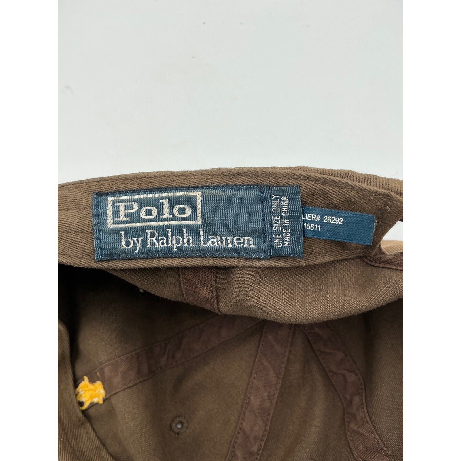 Polo Ralph Lauren Brown Yellow Pony Baseball Cap Leather Strap Dad Hat OSFA