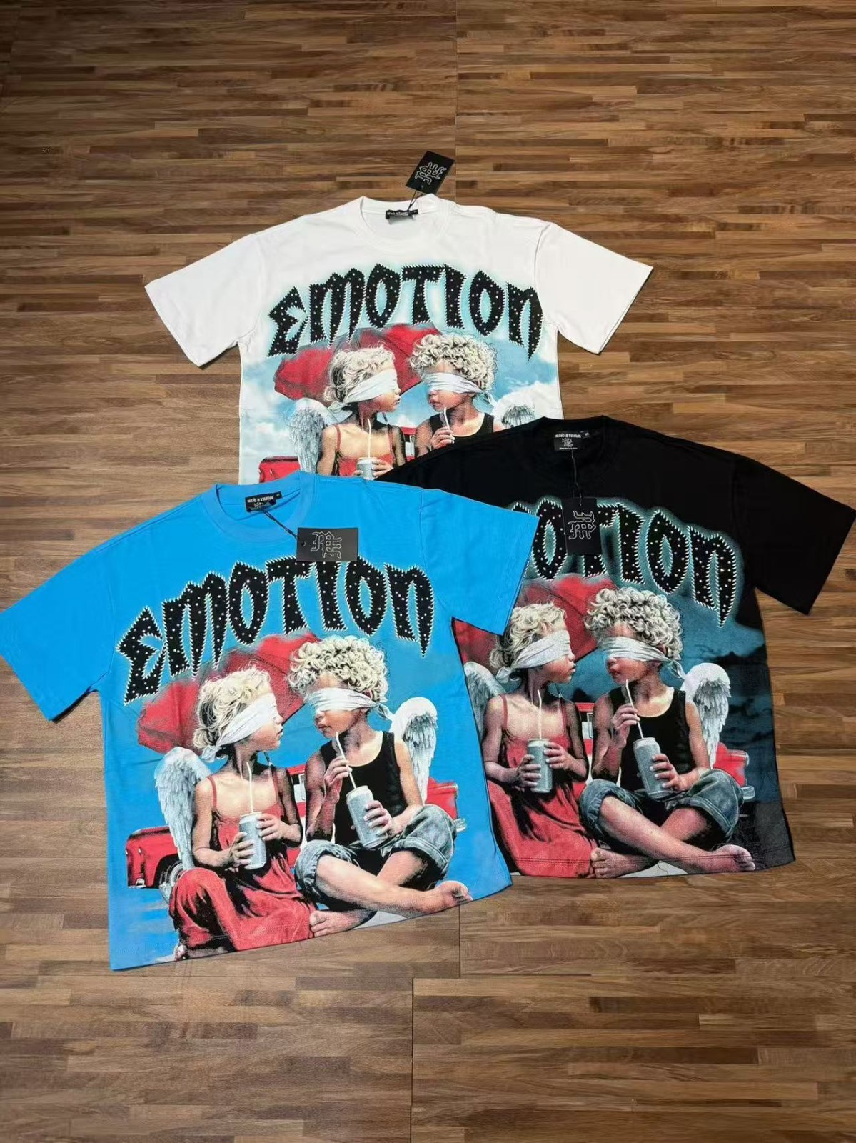 Mixed emotions tee shirt Black/White/Blue