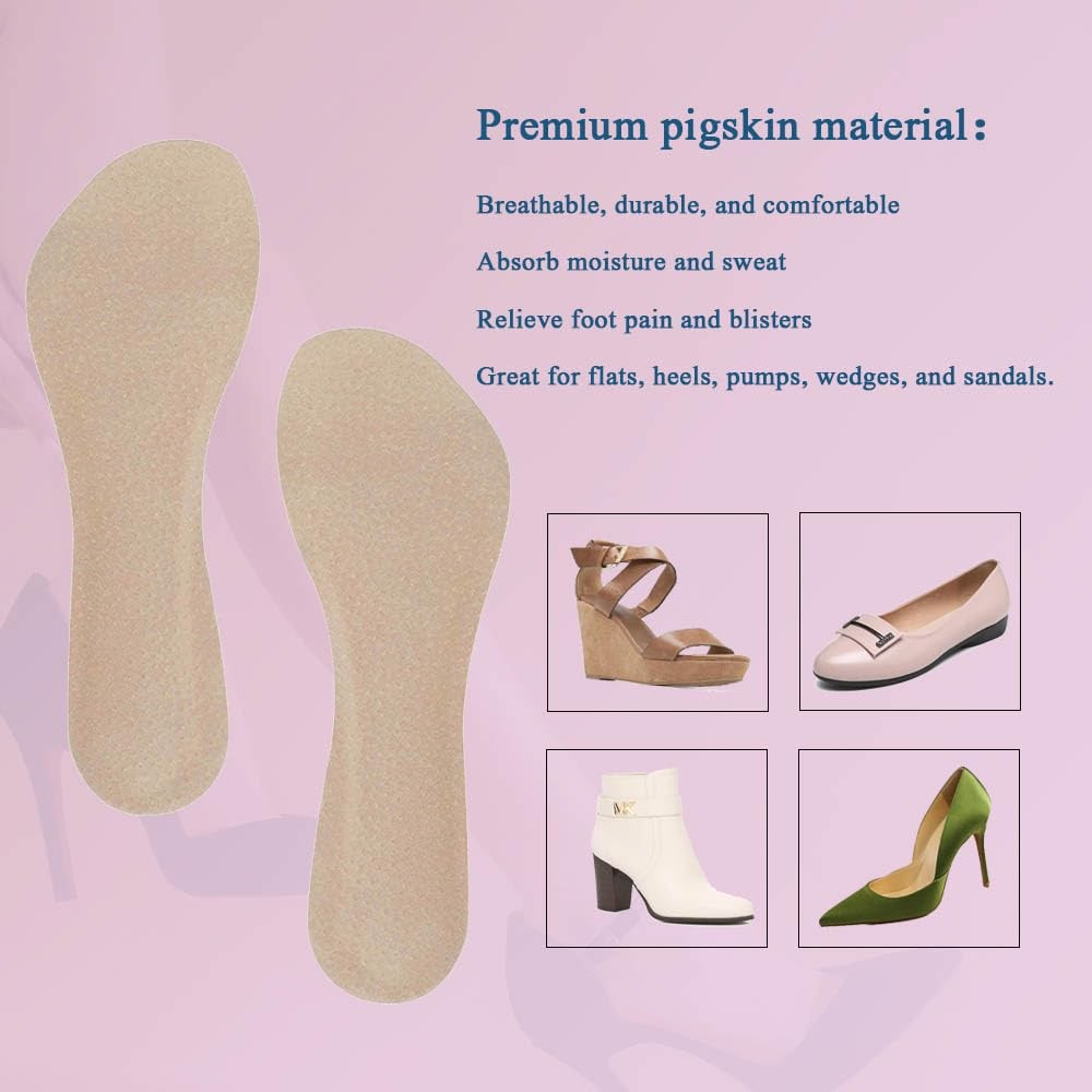 2 Pairs Pigskin High Heel Cushion Inserts Insoles , Adhesive Arch Sandal Inse…
