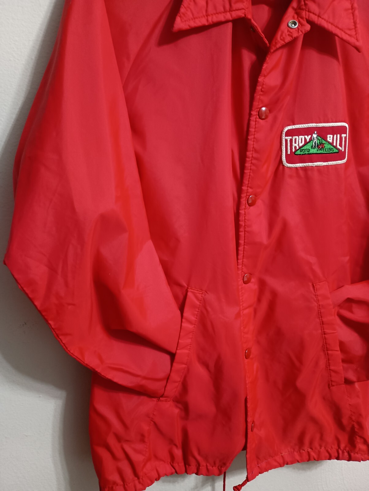 Sports Master Troy Bilt Mens Red Lightweight Snap Up Windbreaker Size Small