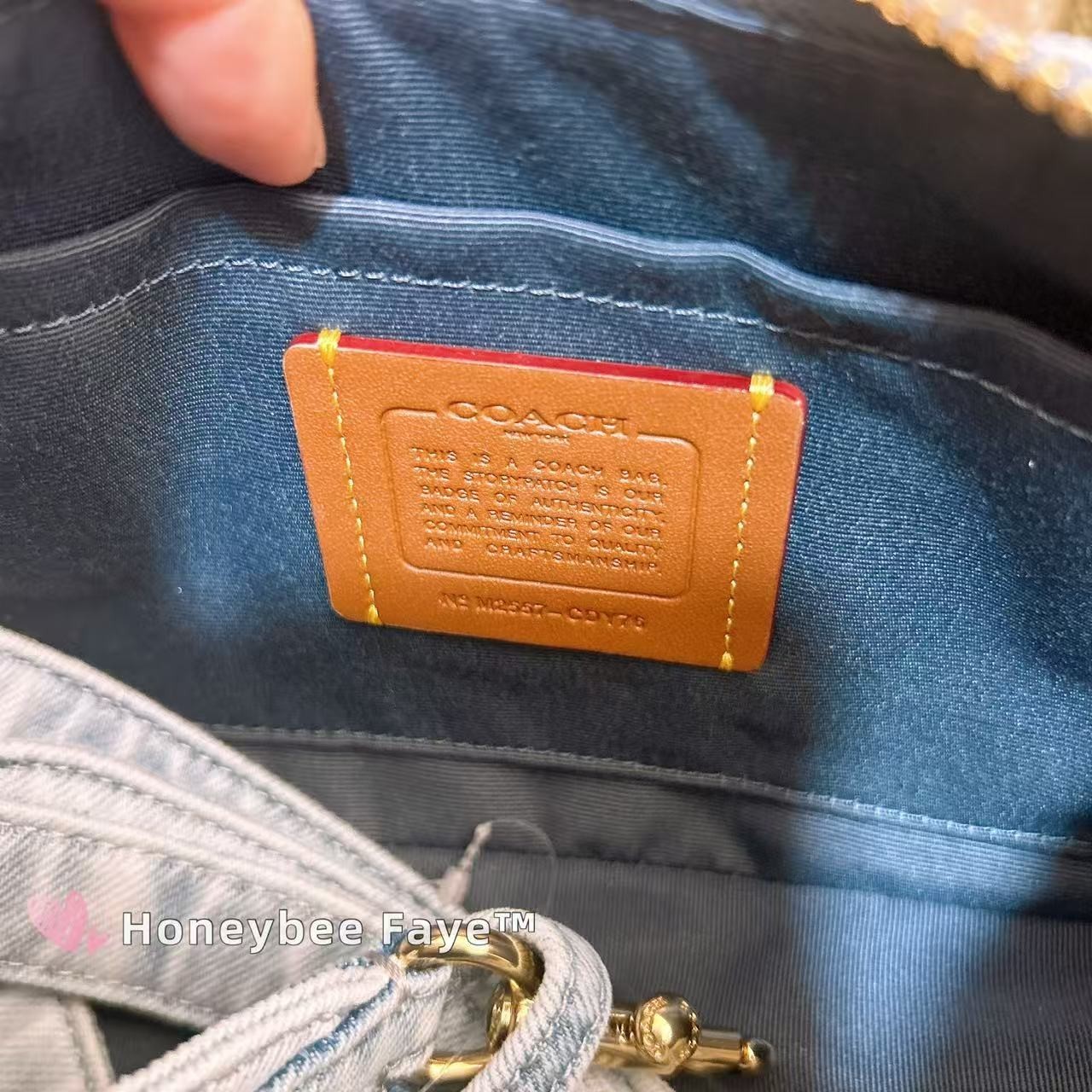 NWT COACH CDY76 Teri Shoulder Bag In Loved Denim With Charms /Light Indigo