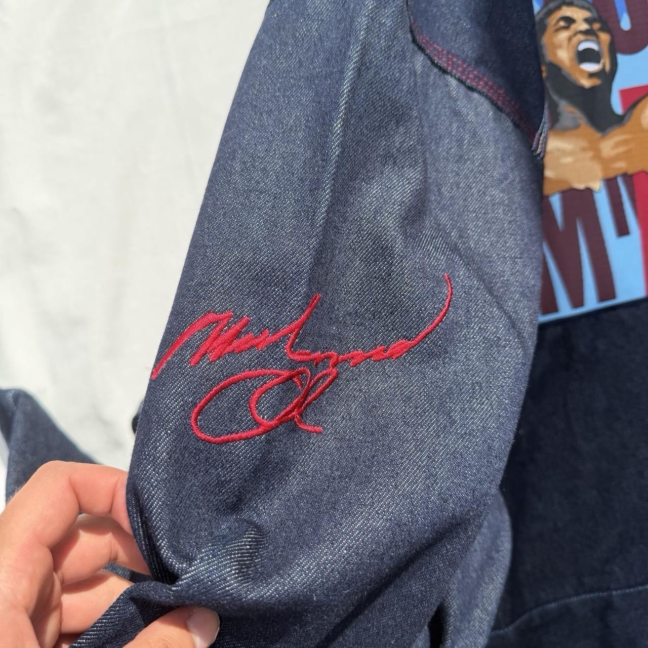 Limited Edition Muhammad Ali Platinum FUBU Denim Jacket Button Up Logo Graphic
