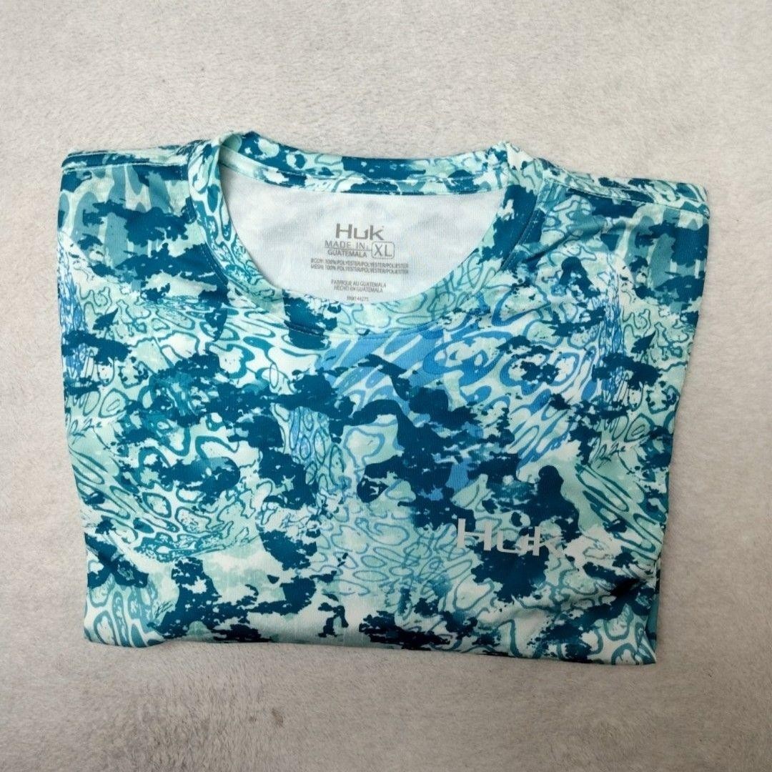 Huk Shirt Mens XL Green Fishing Jersey Long Sleeve Moisture Wicking Tagless