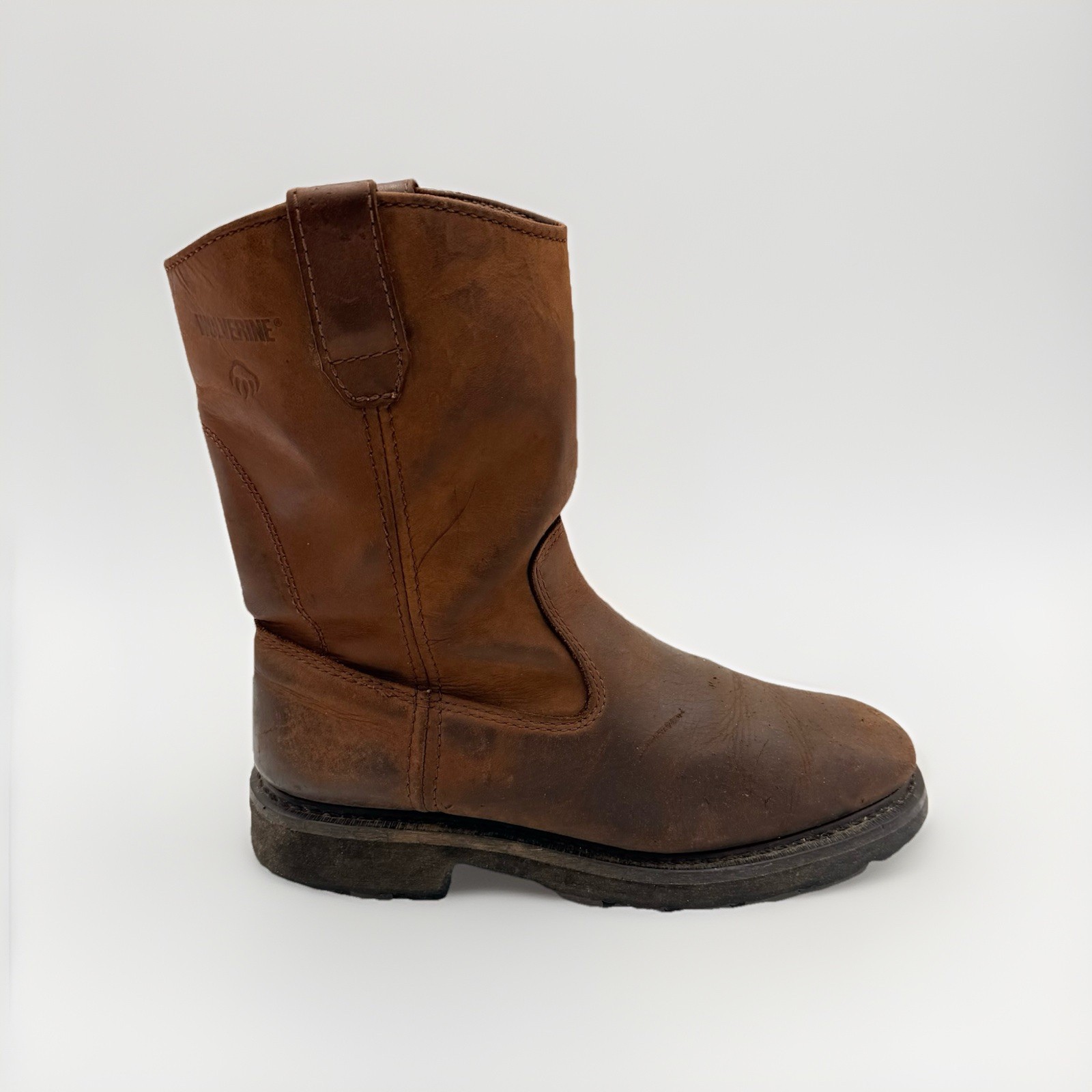 Wolverine Men 8.5M W04727 Leather Wellington Work Boots Pull On Brown