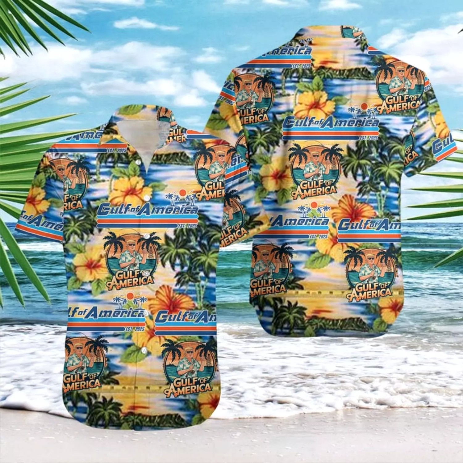 Gulf of America Funny Trump Hawaiian Shirt Men Women Gulf of America Trump Flora