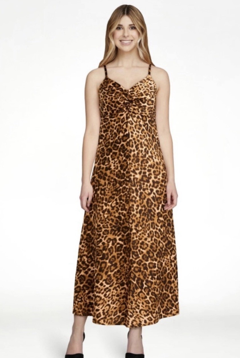 Sophia Vergara Jeans Strap Maxi Dress Animal Cheetah Leopard Small 4-6 NWT