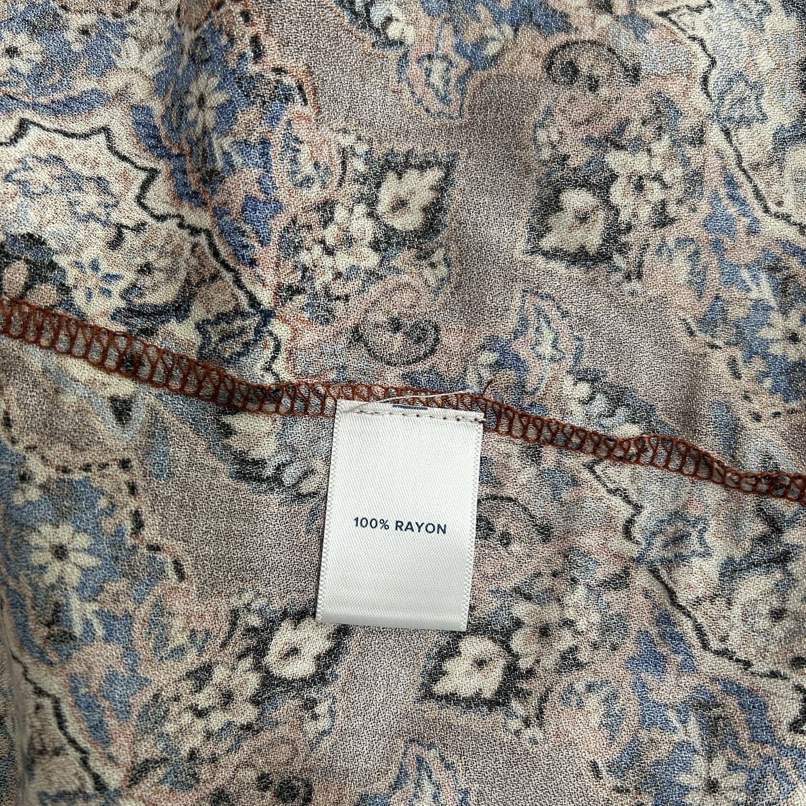Allison Terracotta Leoni Kimono Wrap Short Sleeve Brown Ikat Floral Sz M/L Boho