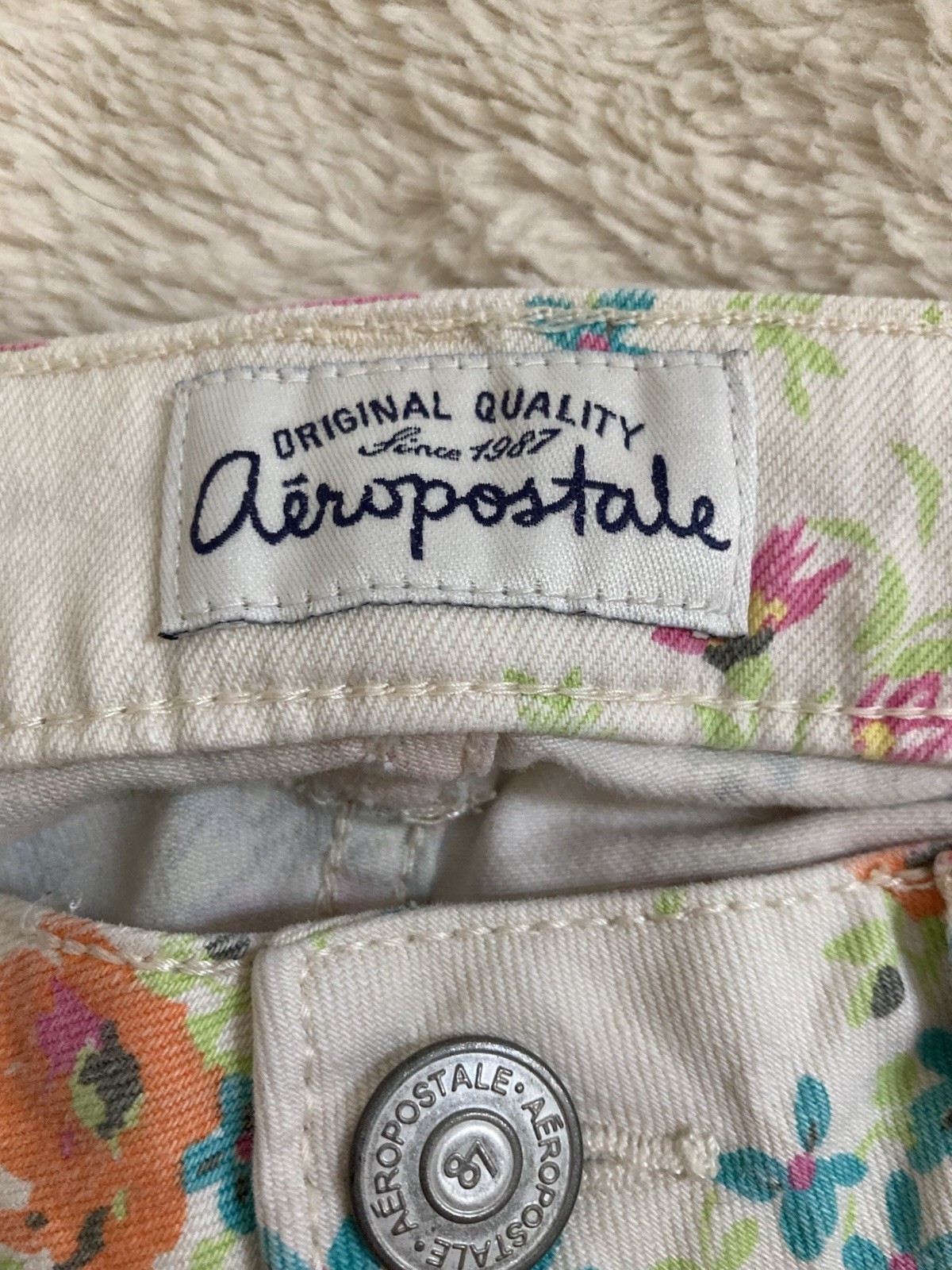 Aéropostale Y2K Floral Skinny Denim Ashley Jeans White Women’s 5-Pocket Reg