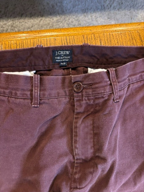 J. Crew The Sutton Flat Front Chino Pants Men’s Size 31 X 30 Burgundy Red