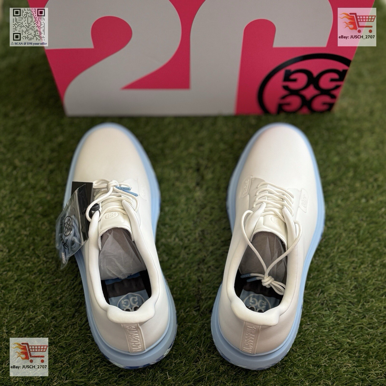 G/Fore G4 Camo Gallivan2r TPU Golf Shoe Sneaker⛳️ US 13 ⛳️ White Ice Blue Camo