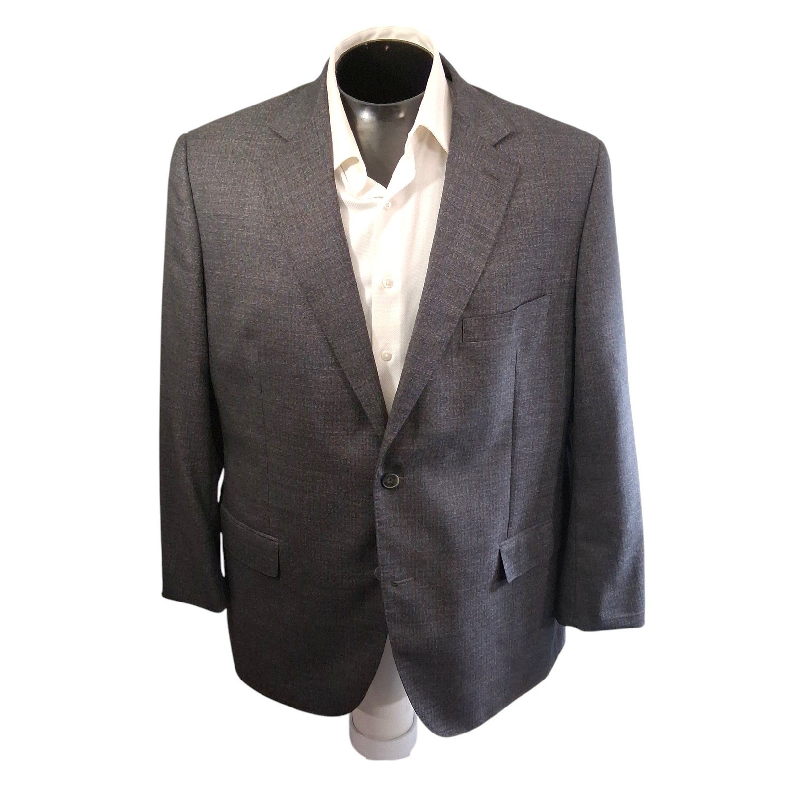 J. Hilburn Sport Coat Blazer 46R Gray Wool Silk Lanificio Cerruti Double Vent