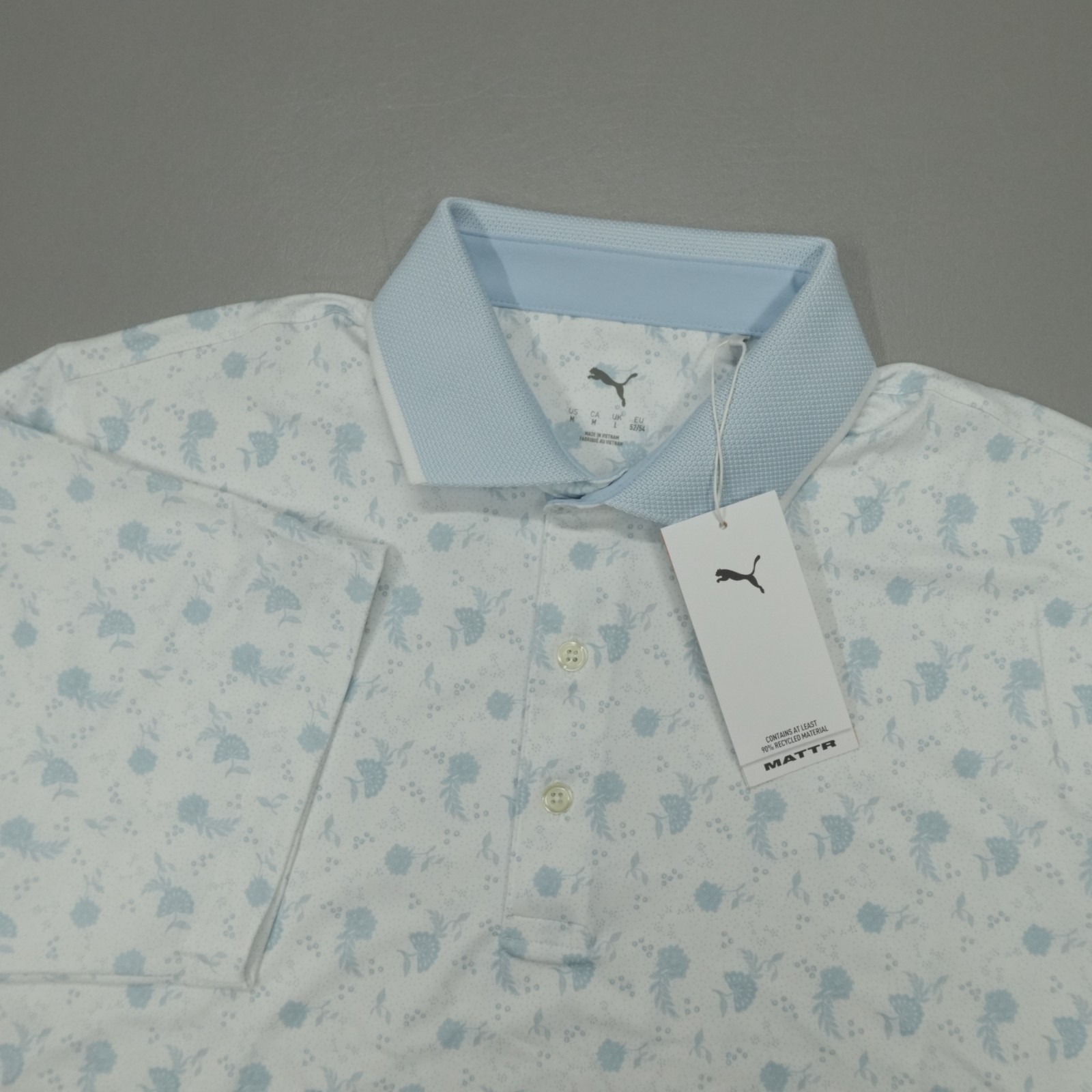 Puma MATTR Ornamental Golf S/S Polo Shirt Men’s Size M White Glow