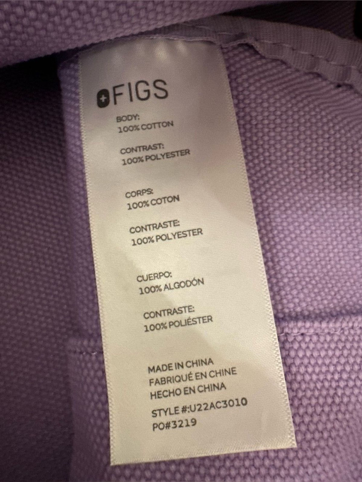 FIGS U Limited Edition Lilac Canvas Tote Bag