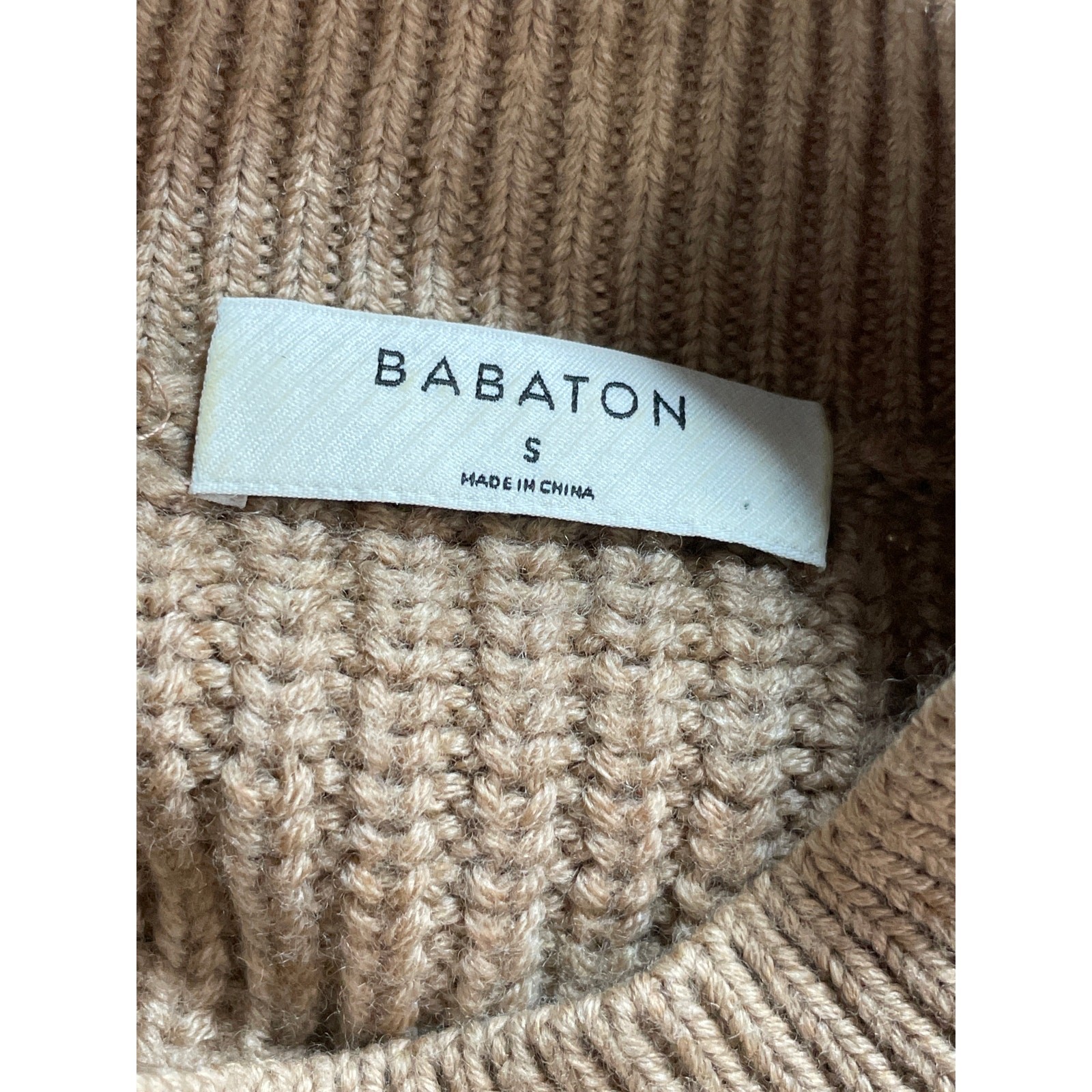 Aritzia Babaton 100% Wool Guell Women’s Brown Ribbed Sweatshirt Sweater Top Sz S