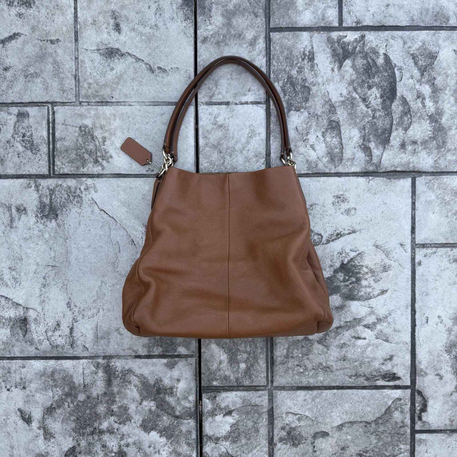 COACH Madison Phoebe Brown Tan Leather 3 Compartment Shoulder Hobo Bag Purse