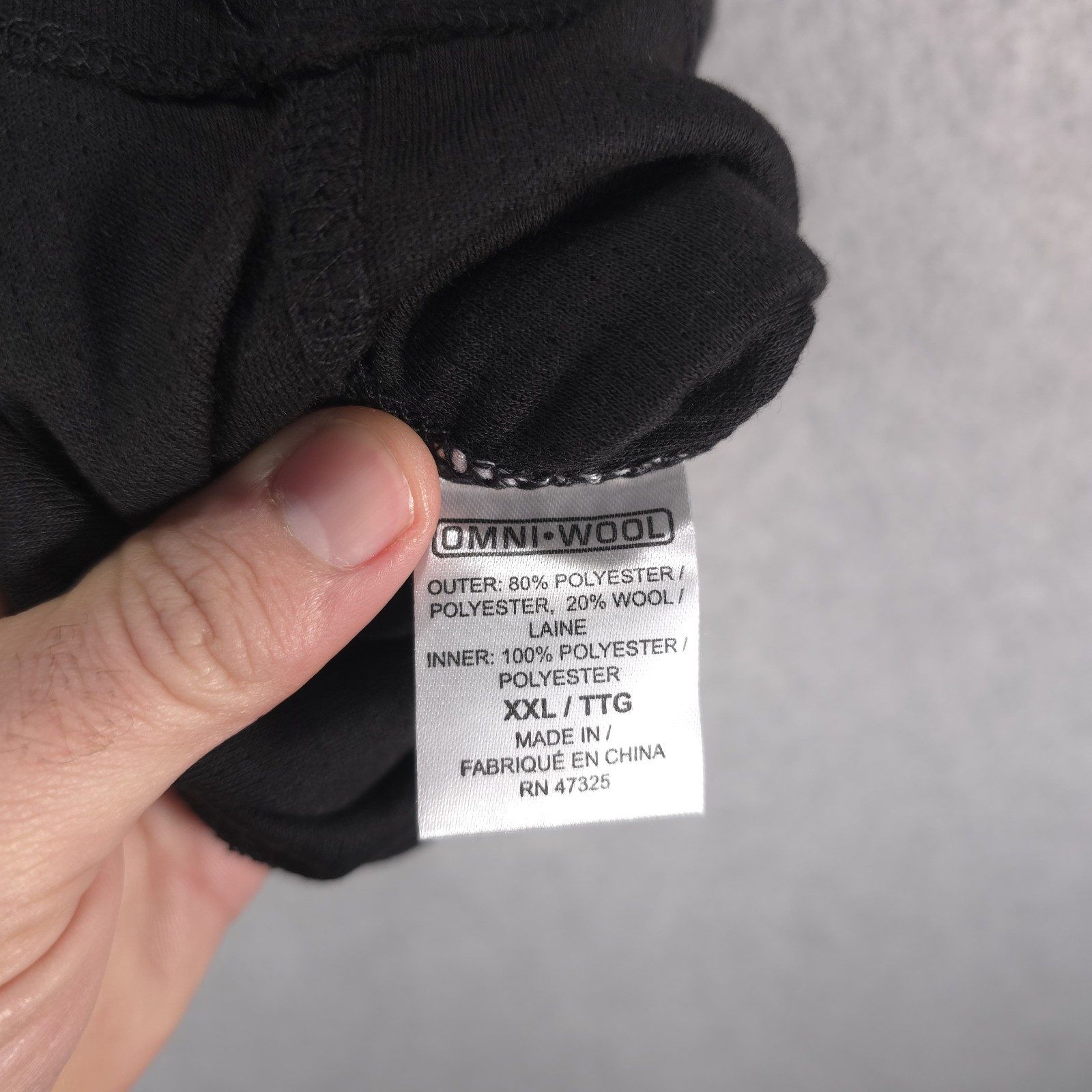 Omni-Wool Poly Blend Black Long Sleeve Crew Warm Base Layer Shirt Mens XXL