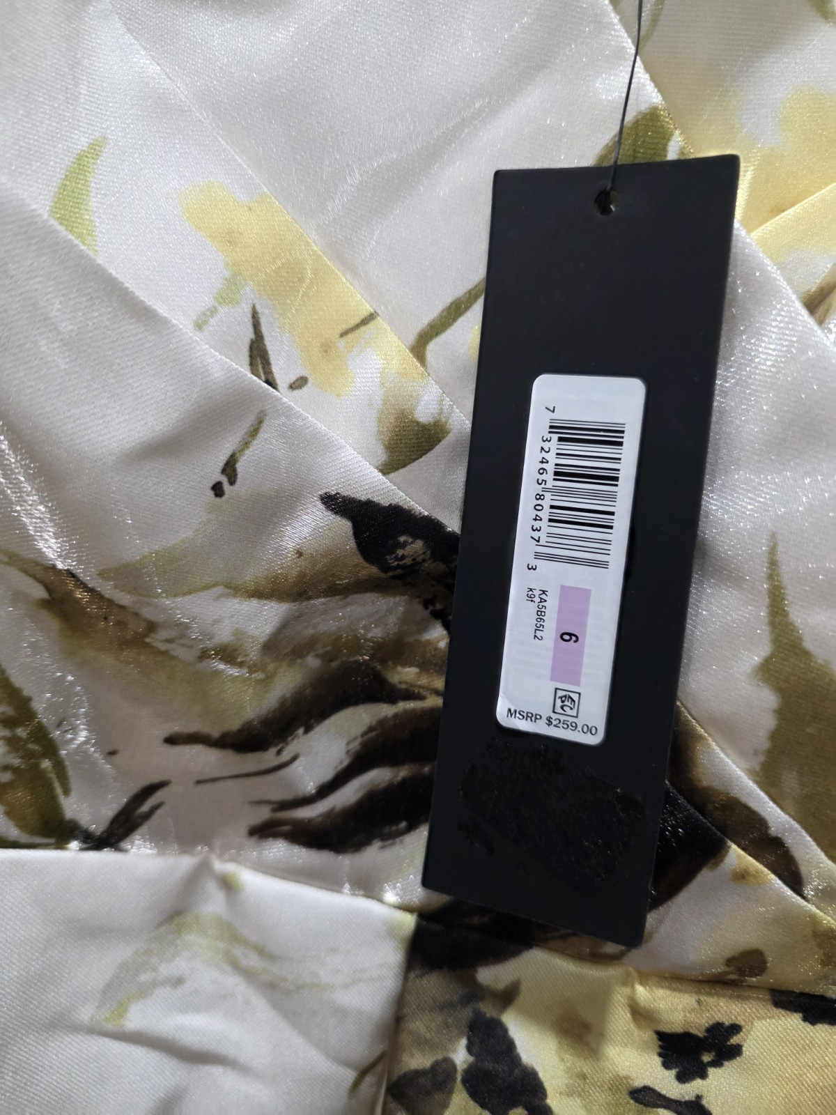 Donna Karan New York Floral Midi Dress Size 6 Ivory Satin Fit Flare NWT Pockets