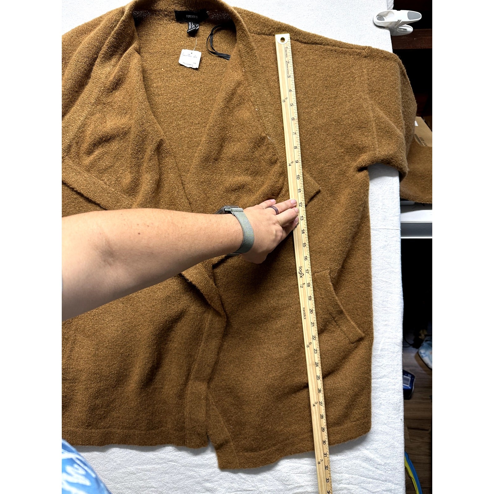 Forever 21 Brown Oversized Open Front Cardigan Sweater Coatigan Women’s Size L