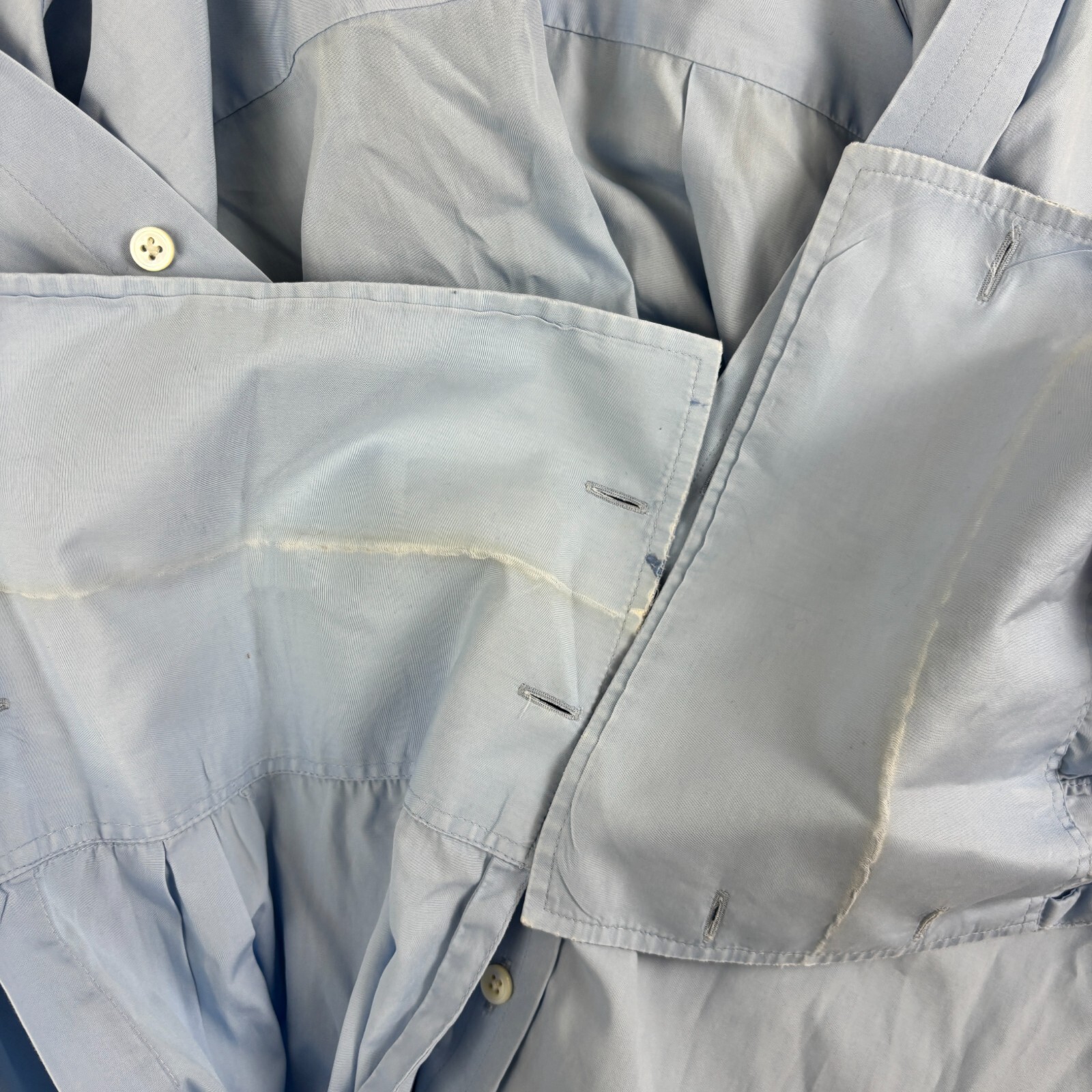 Stephen Lachter Shirt Men 16″ 50″ Chest Blue Dress Formal Double Cuff Savile
