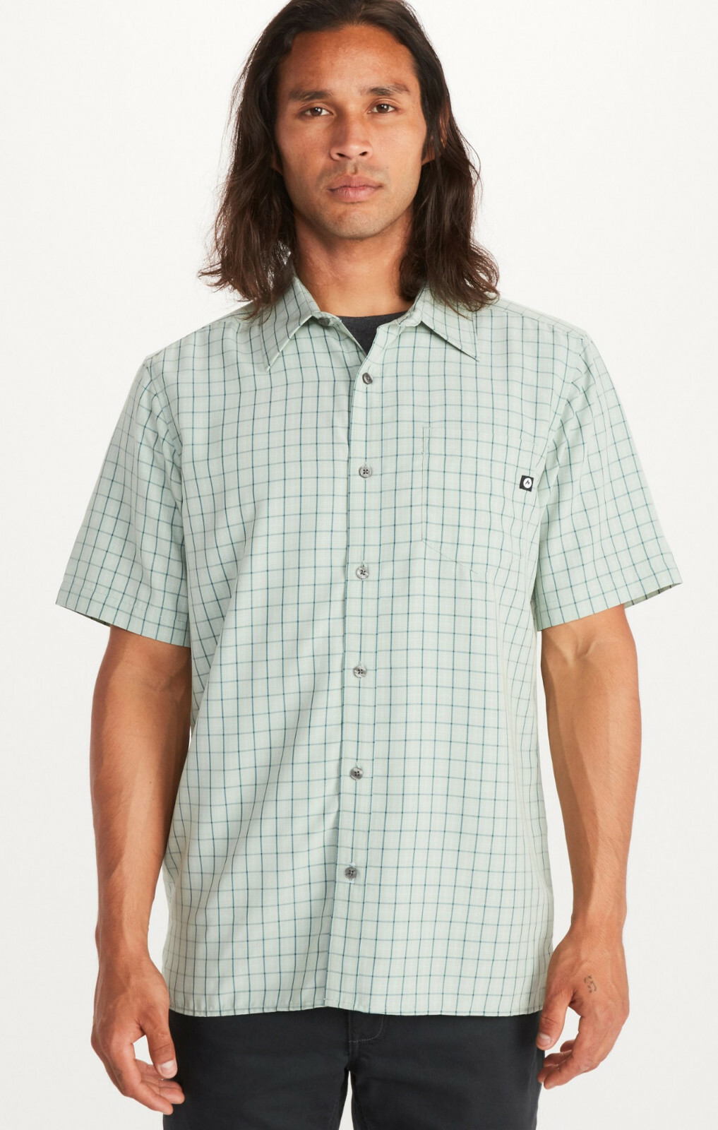 MARMOT Eldridge UPF Sun TRAVEL Hiking QUICK Dry WINDOWPANE Plaid SHIRT Mens size