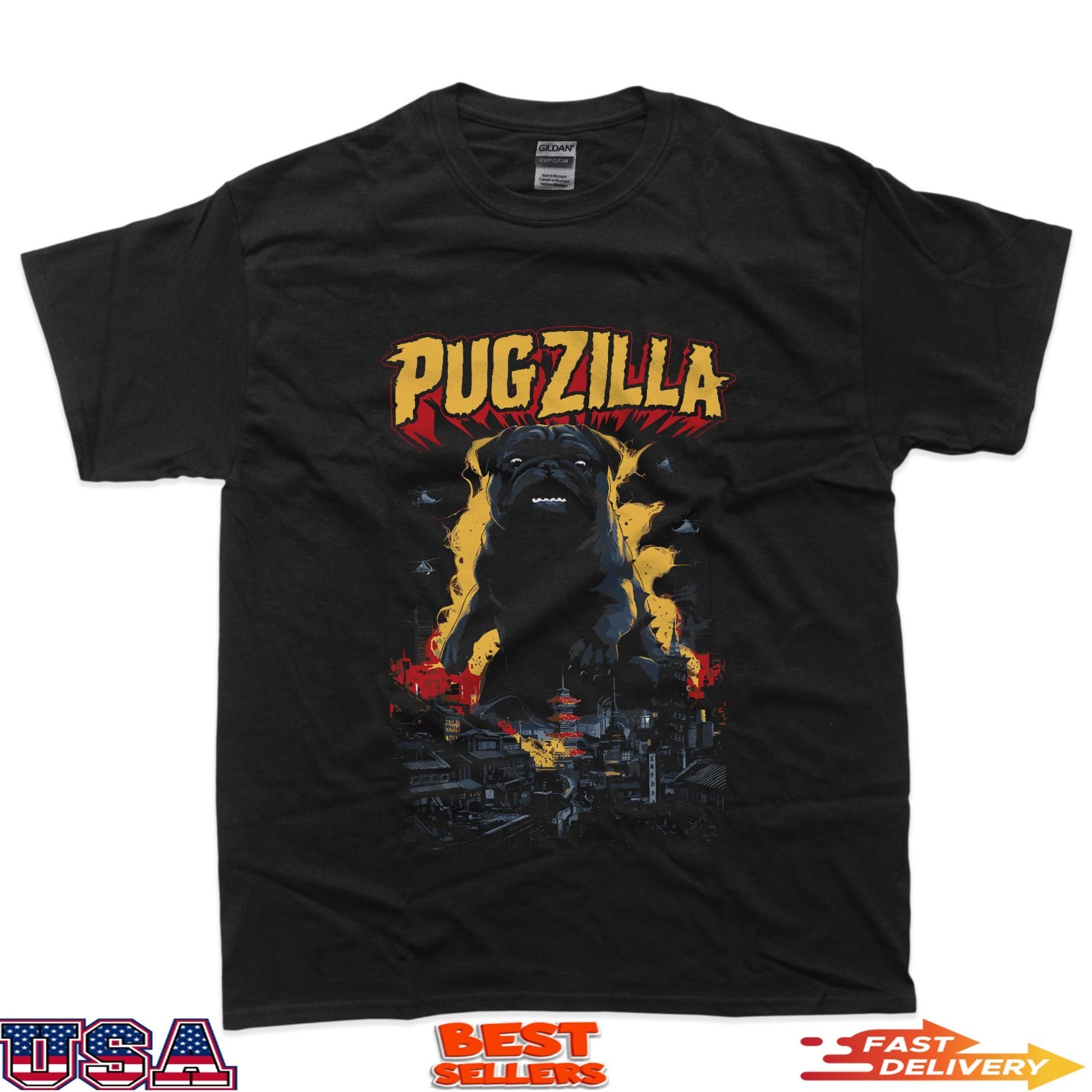 Pugzilla Funny Pug Lover Pug Owner T-Shirt