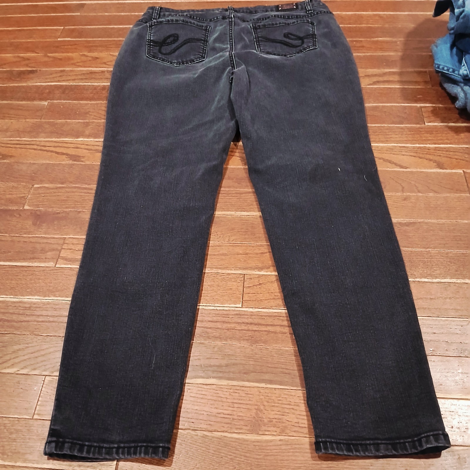 Earl Jean Womens Straight Leg Skinny Black mid rise jeans Sz 16 Western Summer