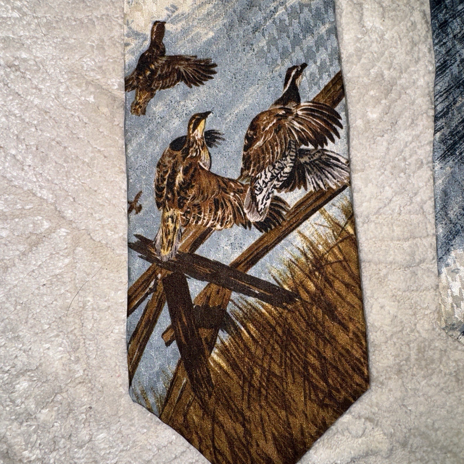Hathaway Men’s Neck Tie Hunting Dog Bird Fowl Geese Vintage American Made