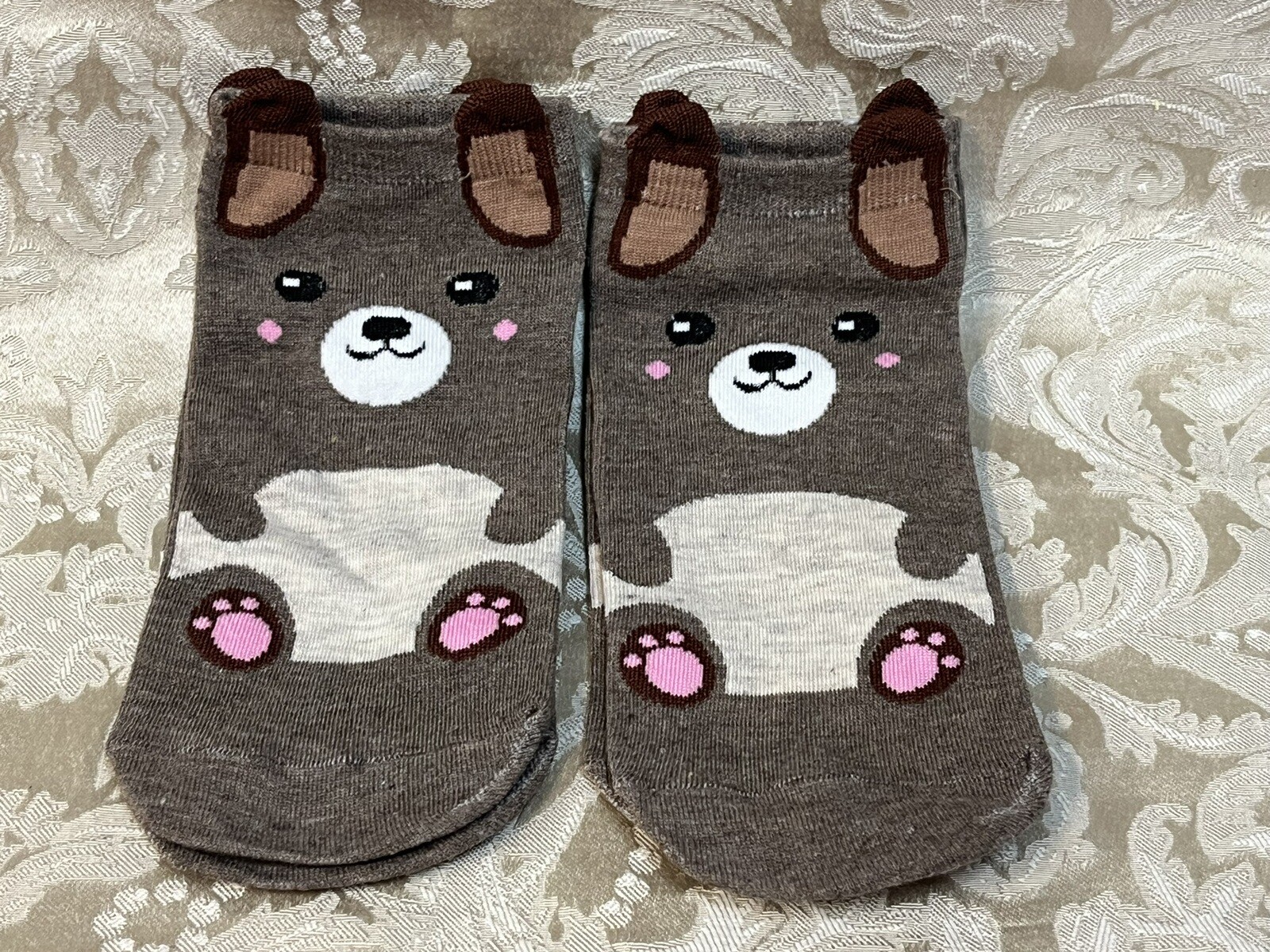 Women’s Cute Cartoon Dog W/ Ears Pattern Ankle Socks Fashion Sock Set Of 2