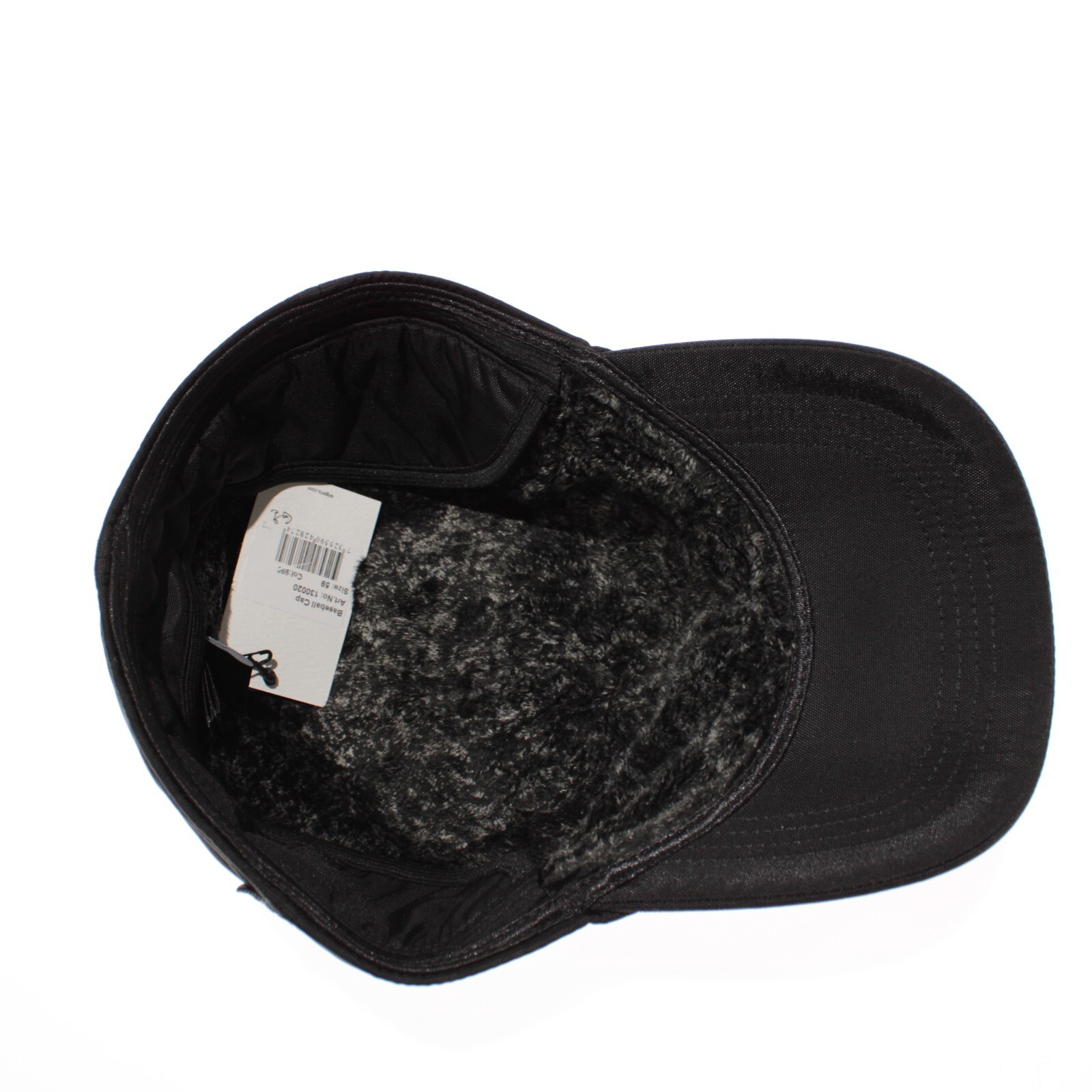 Wigens NWT Baseball Cap w/ Ear Flaps Size 59, 7 & 3/8ths Black 100% Polyamide