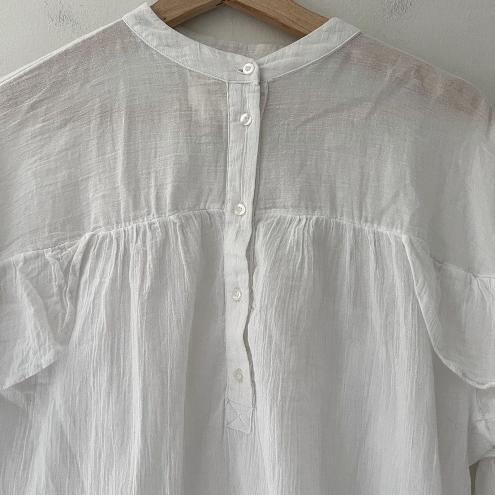 Maeve Anthropologie Blouse Gauzy Cotton Top Size Small Boho Coastal Cowgirl