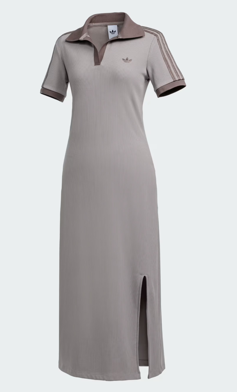 adidas Originals Polo Dress Long Women’s Lifestyle Casual Grey AsiaFit KY5699