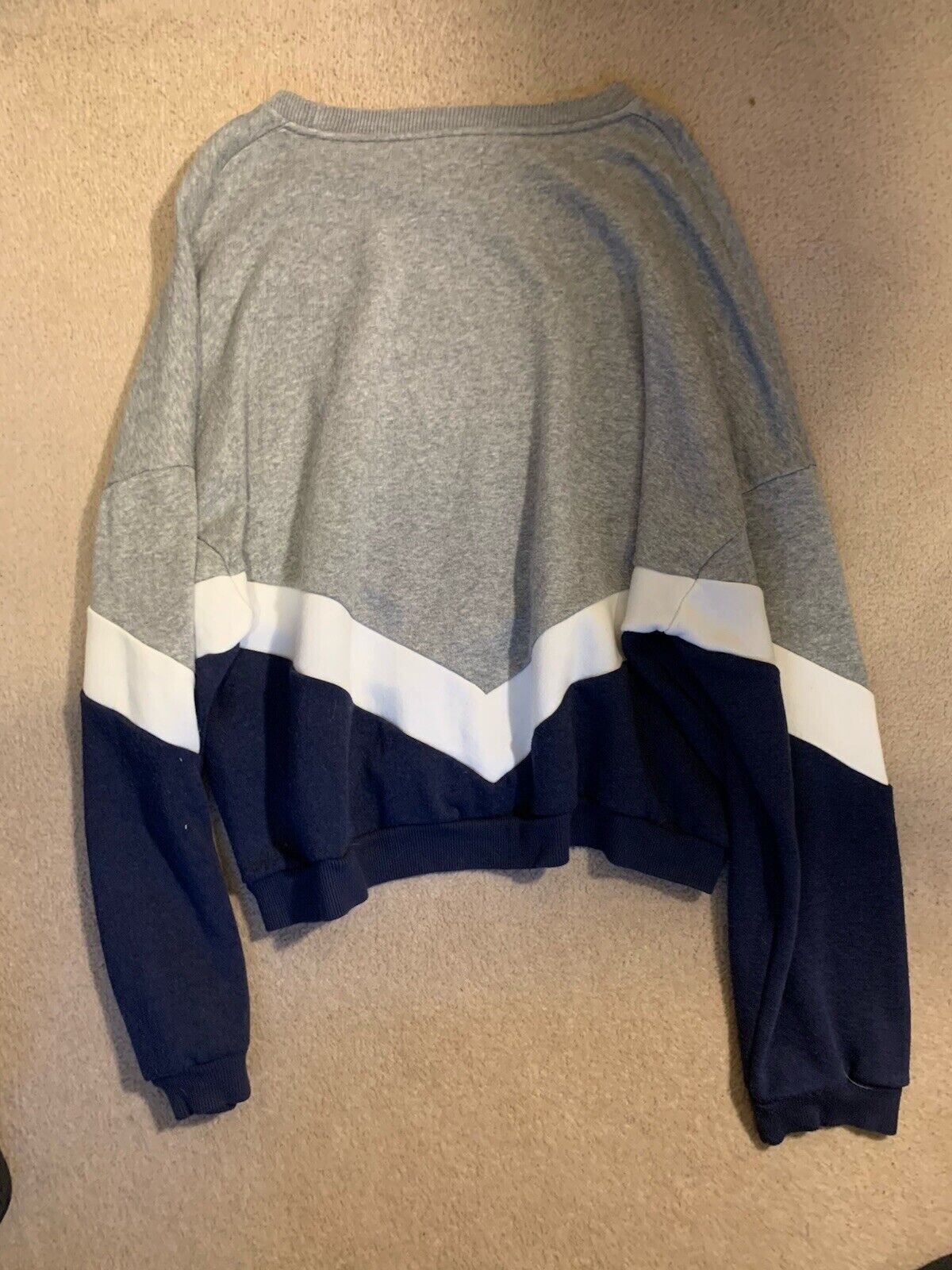 Pull & Bear Sweatshirt Womens Size Medium Grey White Blue Pullover Free ReturnS