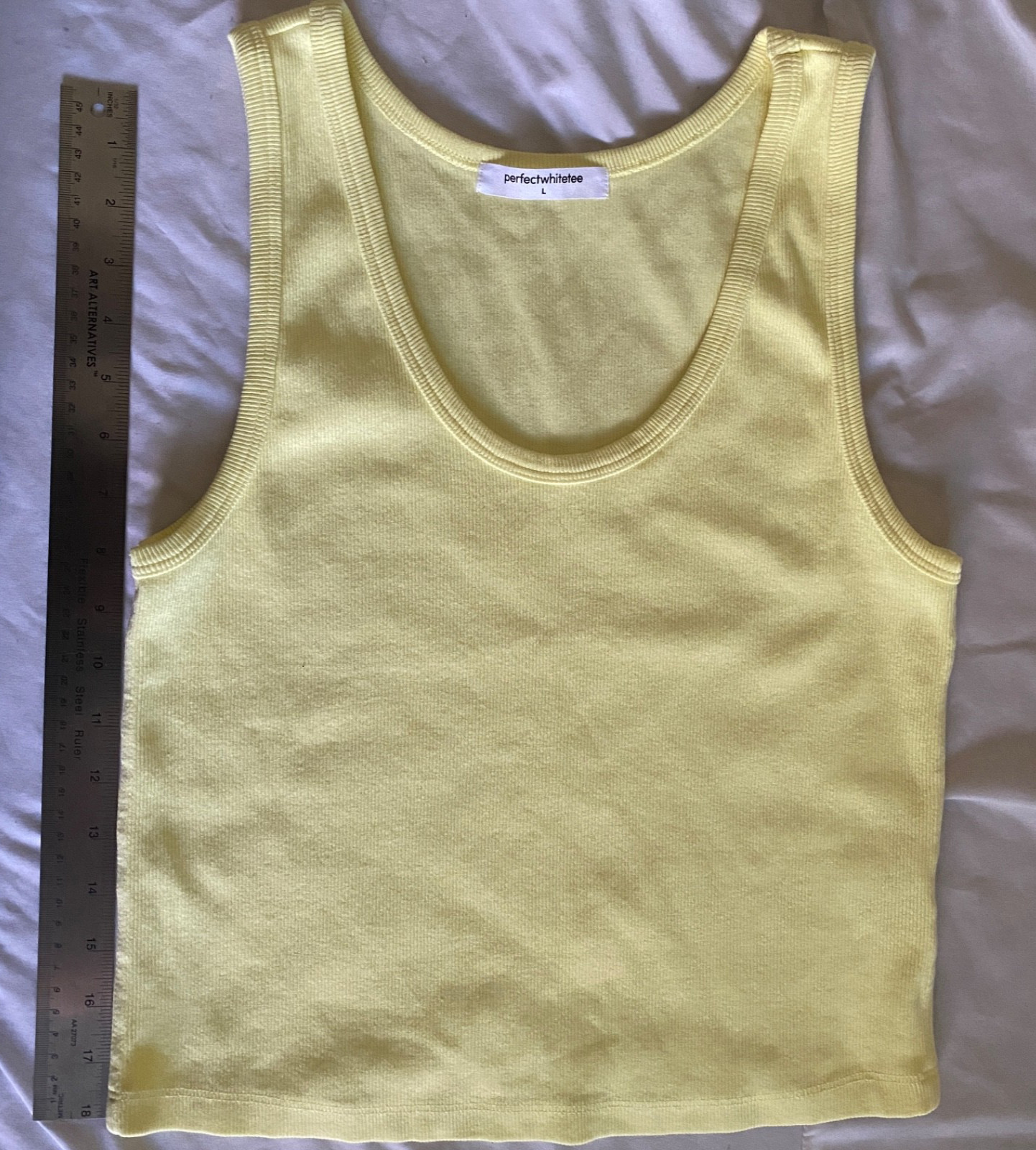 PerfectWhiteTee Sleeveless tank Women’s Size L Yellow The Blondie Scoop Neckline