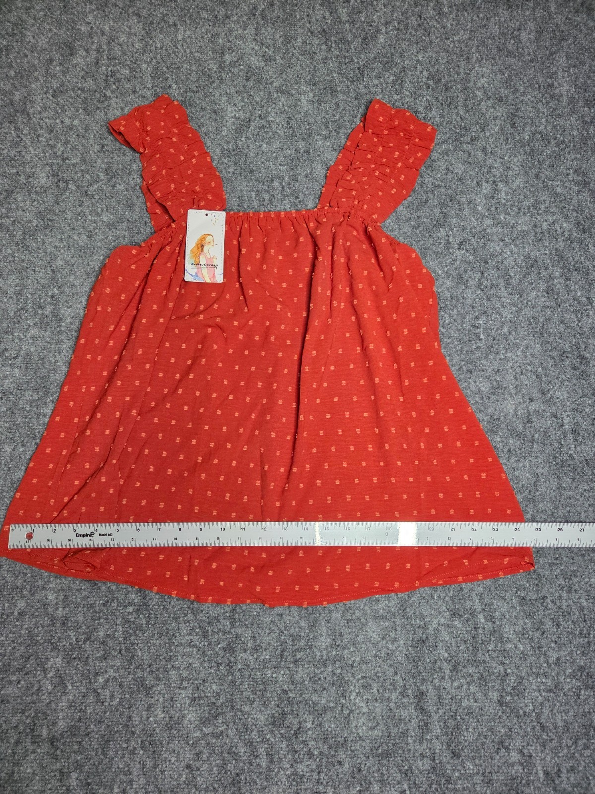 PrettyGarden Tank Top Womens Large Red Babydoll Sleeveless Square Neck Flowy