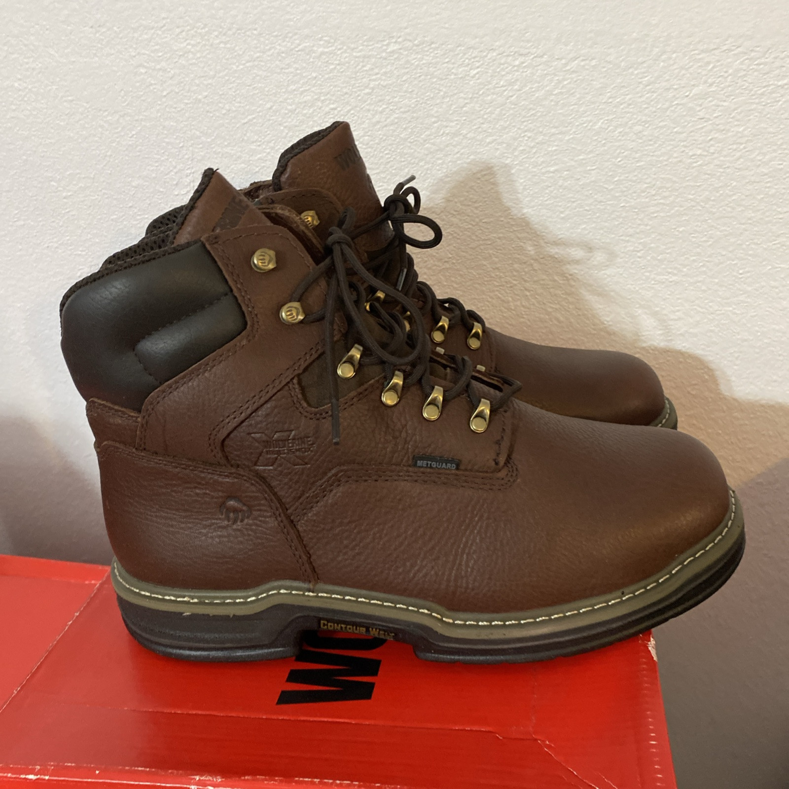 Men’s Wolverine Darco 6″ Steel Toe W02406 Brown Leather Work Boot Size 8 EW