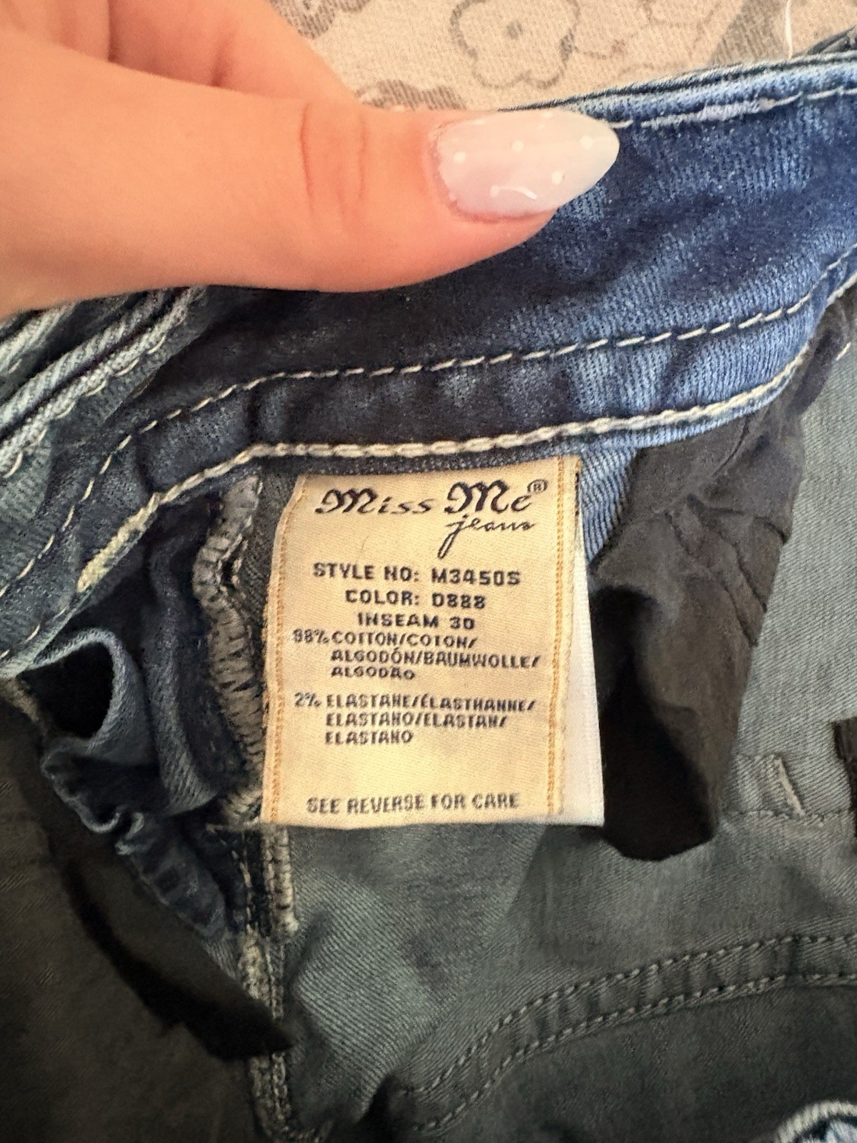 Miss Me Women’s Blue Medium Wash Mid Rise Skinny Jeans Slim Stretch Studded