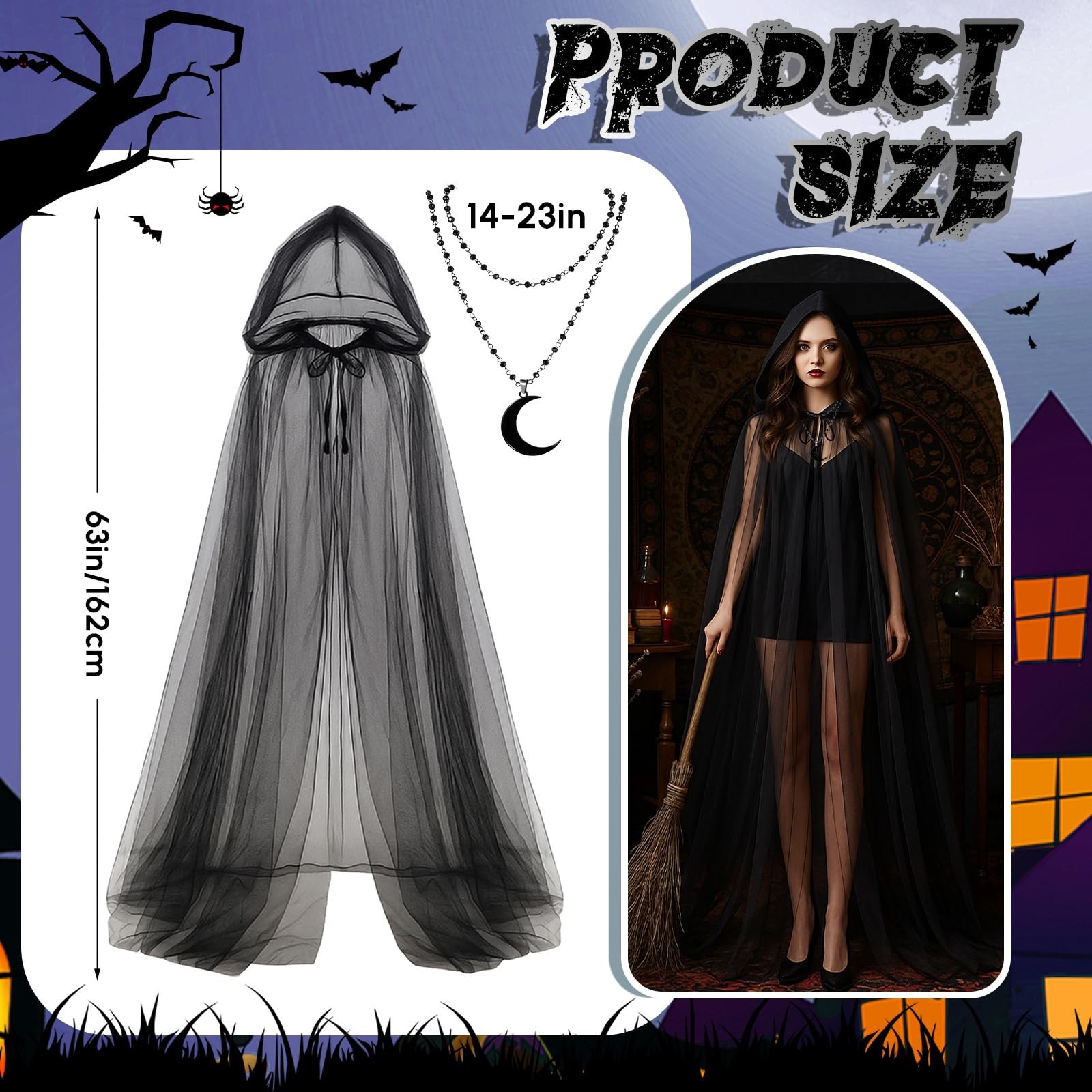 Geyoga 4 Pcs Halloween Witch Costume Set for Women One Size, Show as Picture