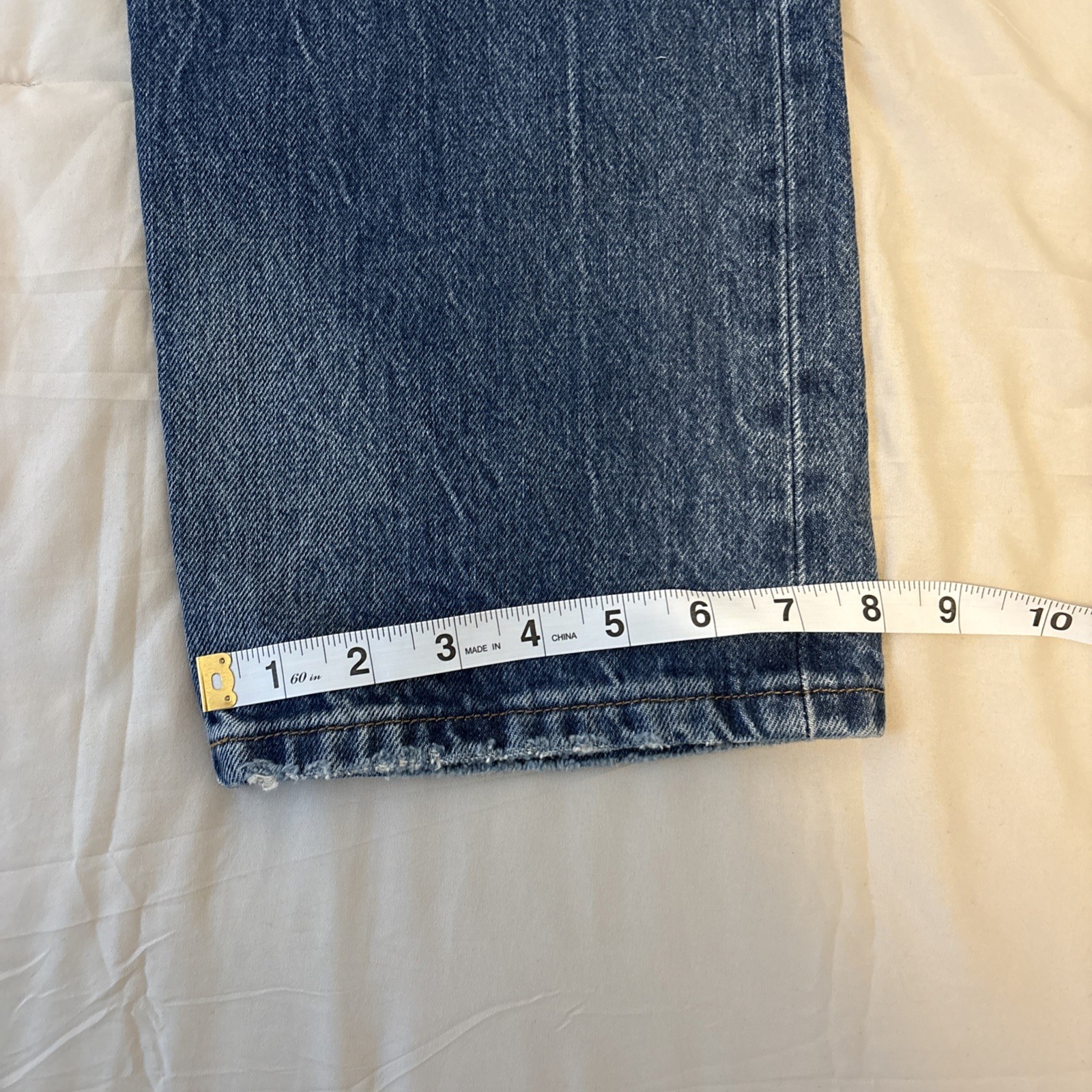 Levis 501 Selvedge Jeans Blue Distressed 34×32 150th Anniversary High Waisted