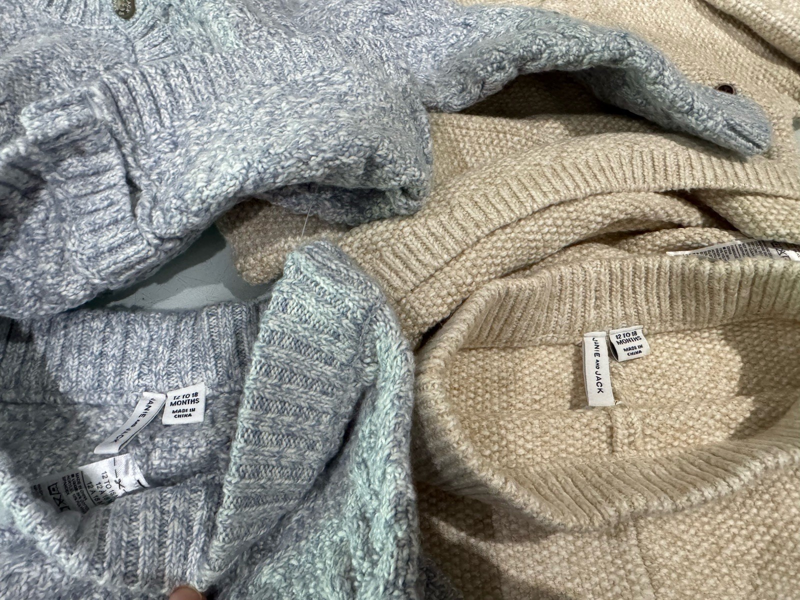 JANIE AND JACK Snow Cub Tan Cable Knit 14 PCS Set & Romper Size 12-18 Month