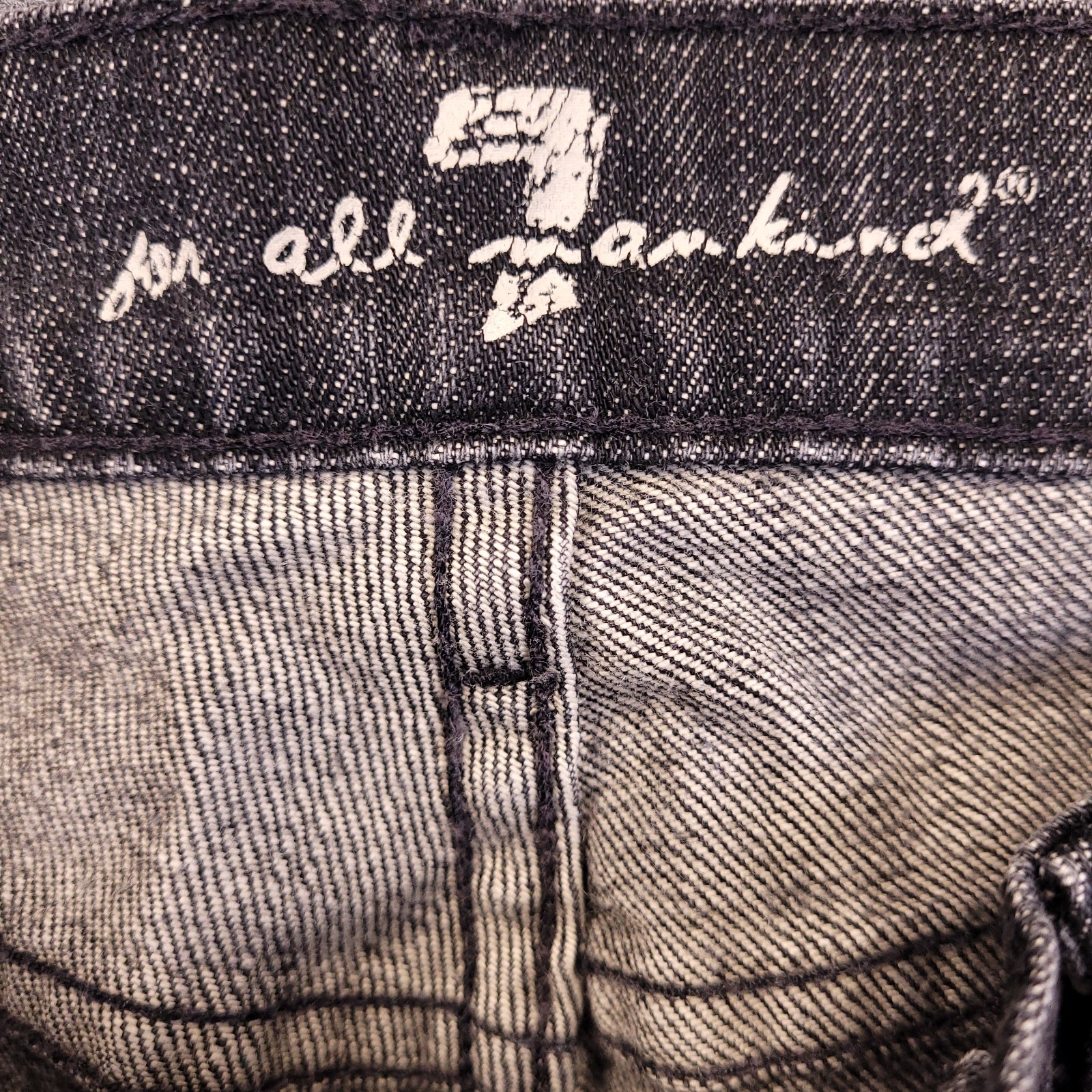 7 For All Mankind Straight Leg Jeans Women 27×27 Black Charcoal Low Rise Stretch