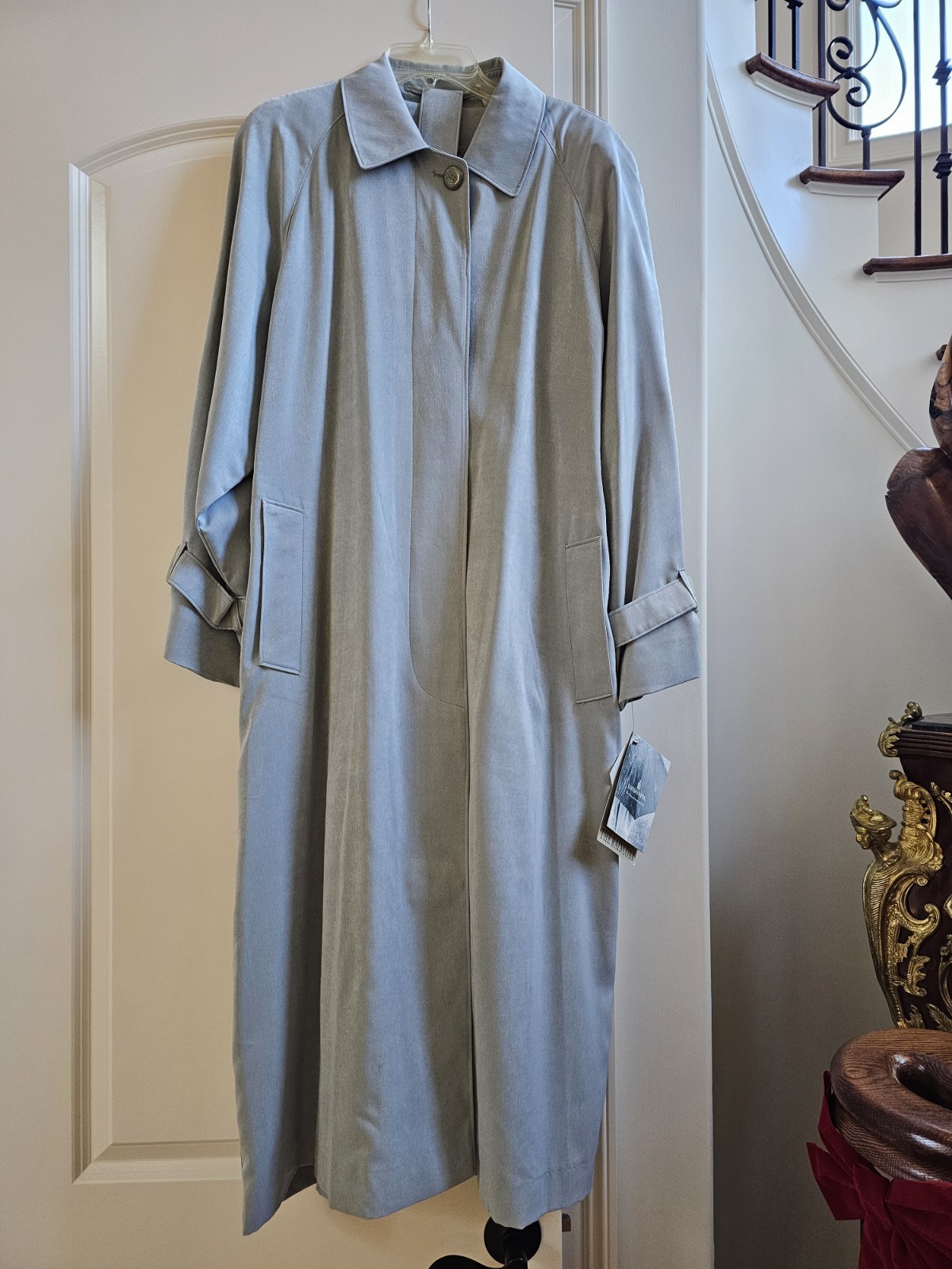 London Fog Raincoat, The Balmacaan, Style# 001270 455; Size 14; gray blue; NWT