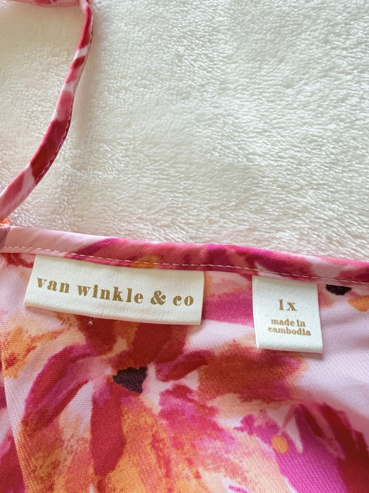 Van Winkle Pink Orange Tropical Maxi Dress Beach Coastal Boho Pockets Womens 1X